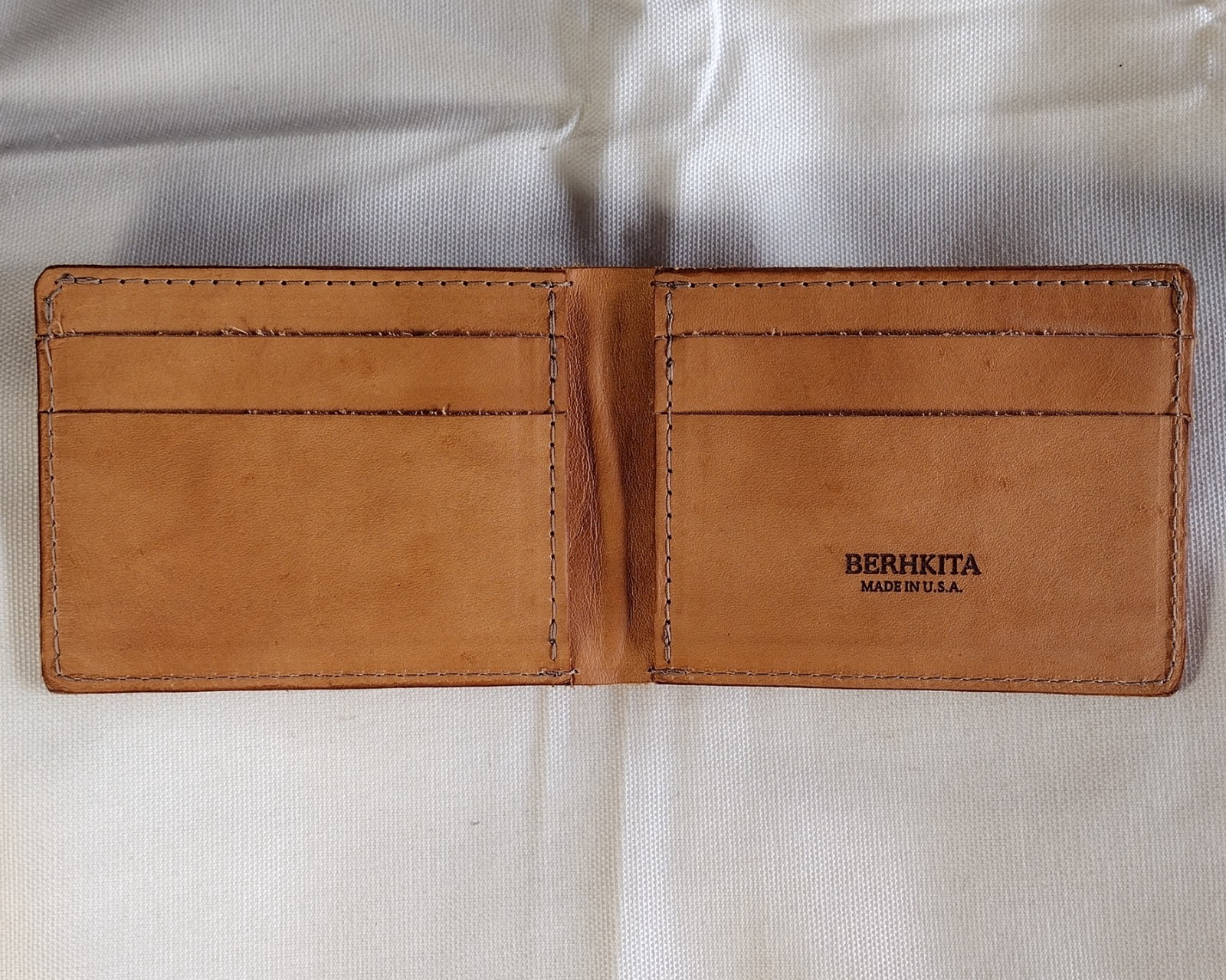 handmade 100% real leather bifold billfold wallet aged natural veg tan