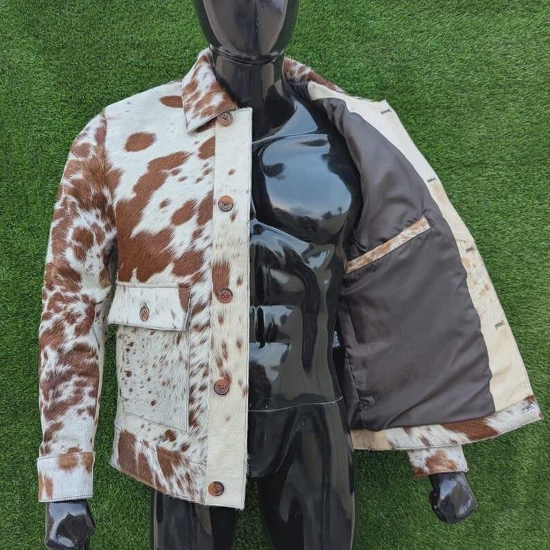 Handmade Genuine Cowhide Fur Leather Jacket – Natural Hair-On Cow Skin