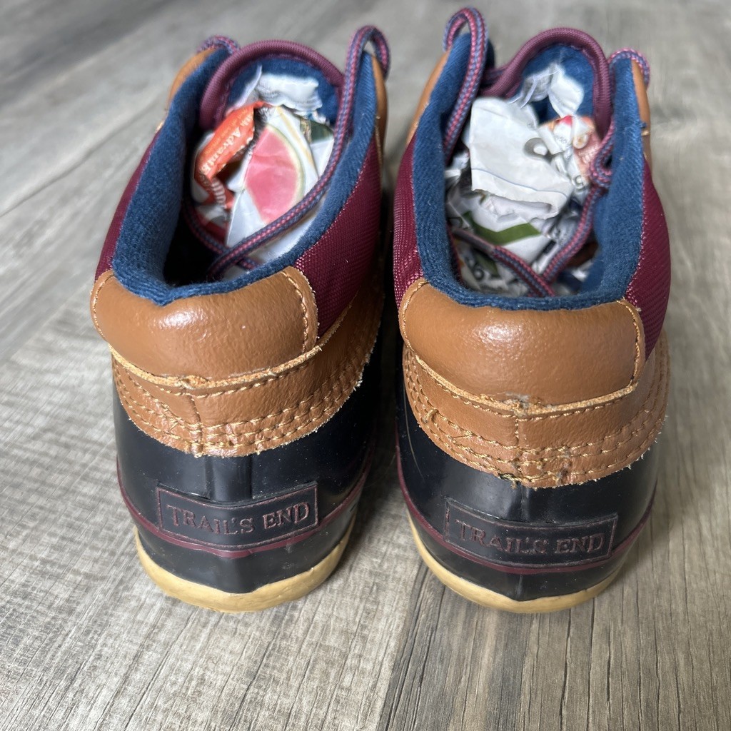 Trails End Duck Boots Ankle Low Women’s Size 8 Blue Burgundy Brown Snow Boots