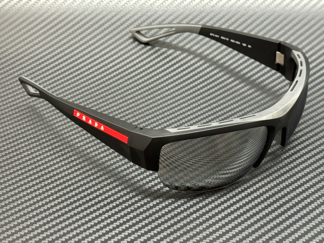 PRADA LINEA ROSSA PS A01S 1BO05A Black Silver Grey Men’s 69 mm Sunglasses