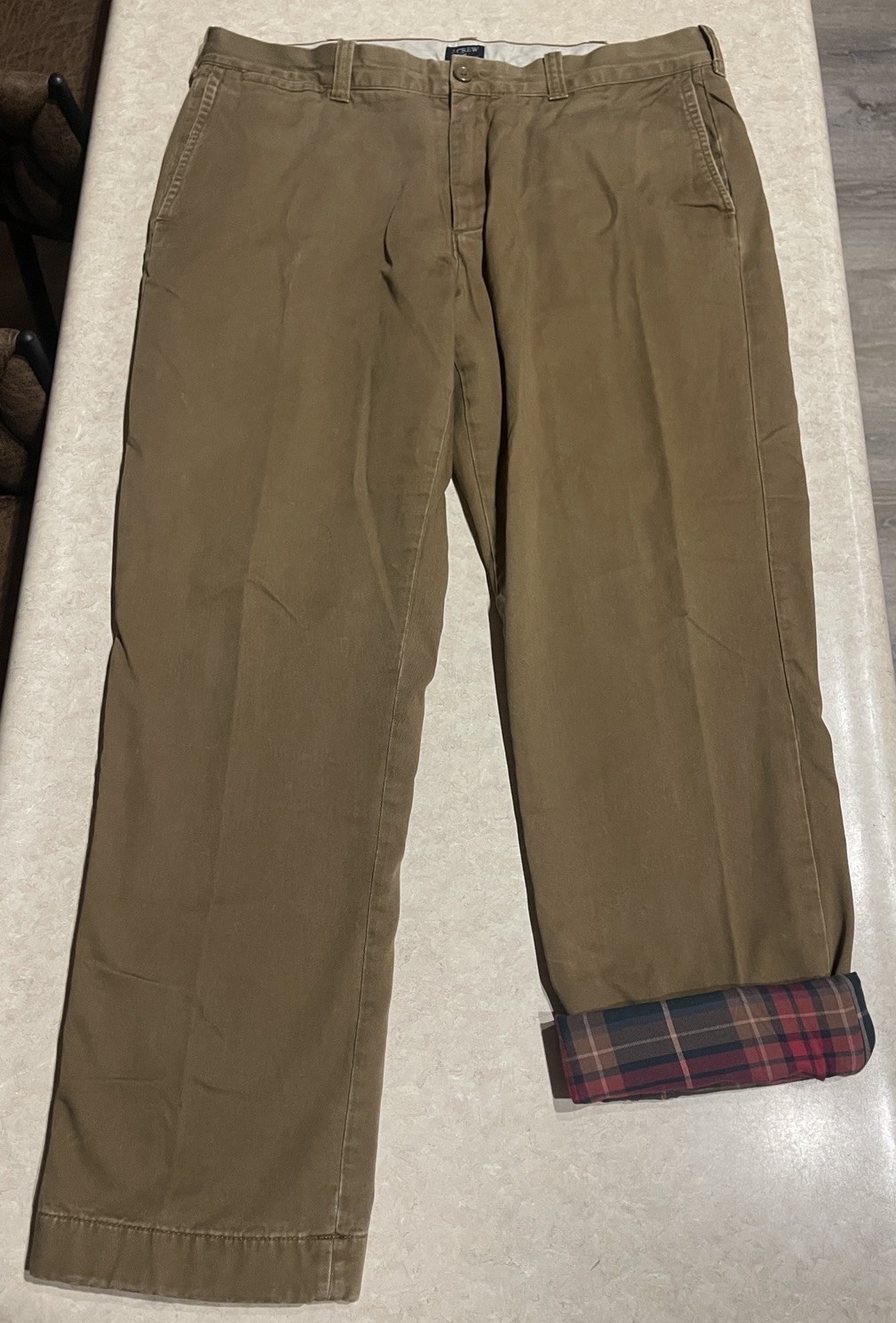 J.Crew The Sutton Pants Flannel Lined Cotton Men’s Sz 36×30 Brown Straight Leg