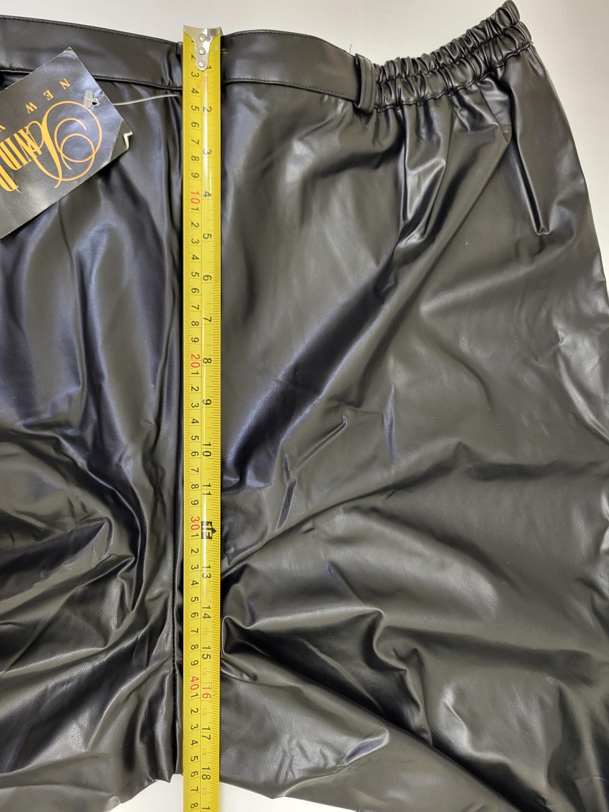 David Paul New York Pants Womens 24 Black PVC Faux Leather USA Made Elastic