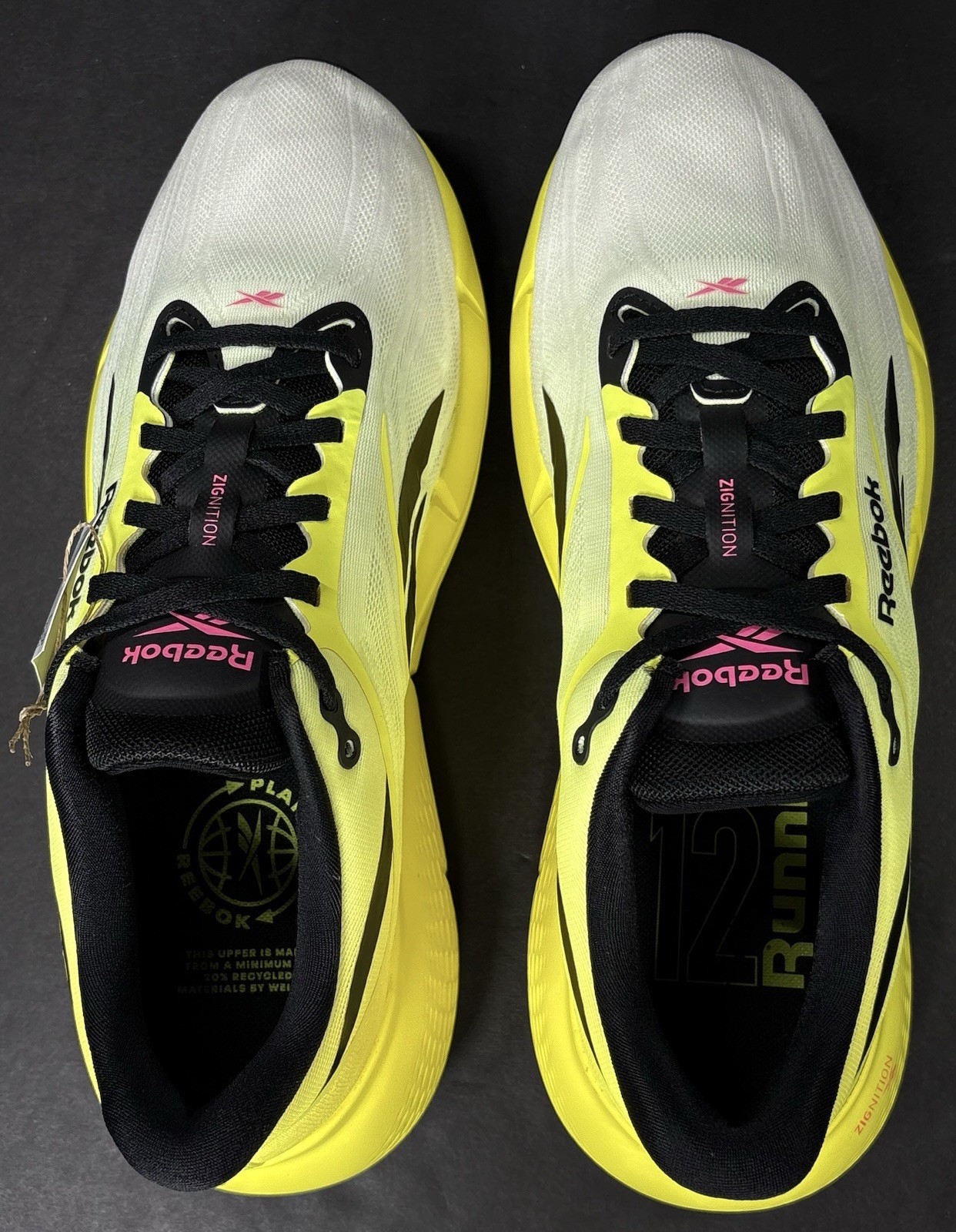 Reebok Zignition Electric Yellow Black Mens Size 9 Max Cushion Running Shoes