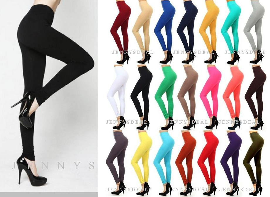 Seamless Spandex Stretch Footless Long Solid Basic Full Length 32″ Leggings