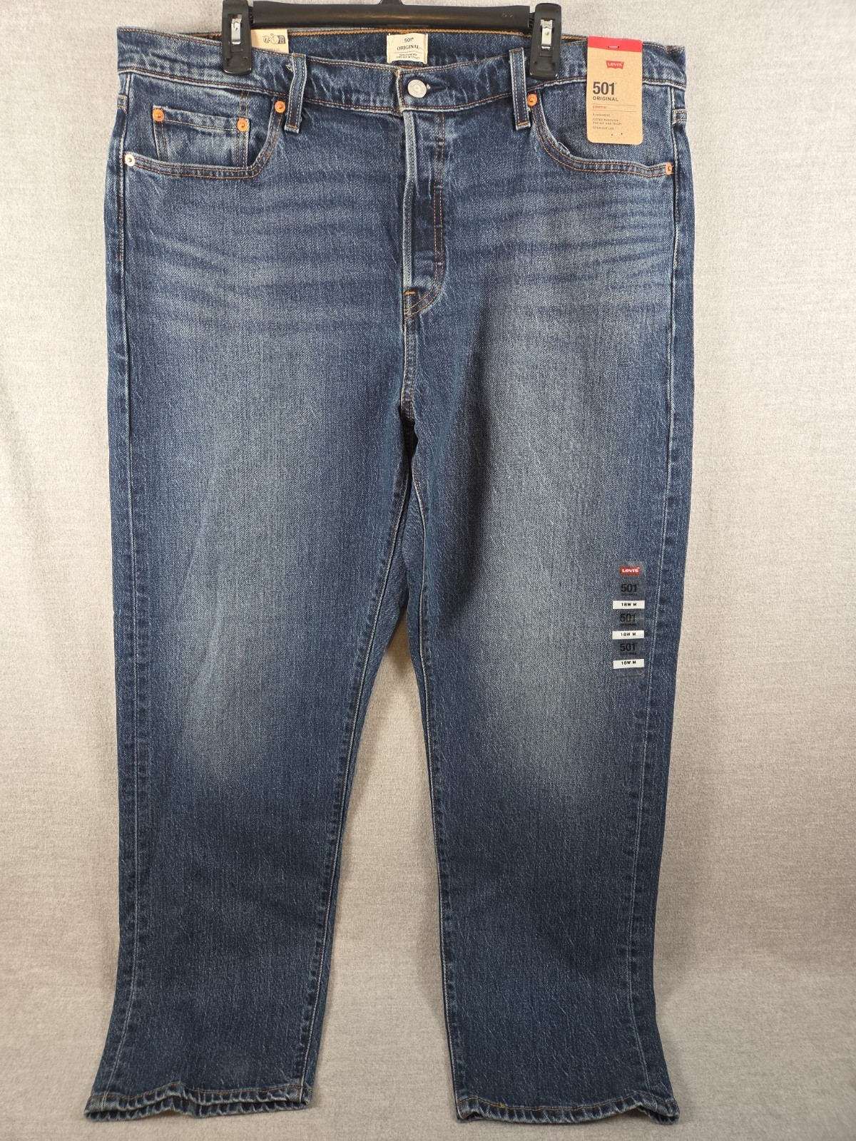 Levis Original 501 Womens Jeans 18W High Rise Button Fly Fitted Straight Leg NEW