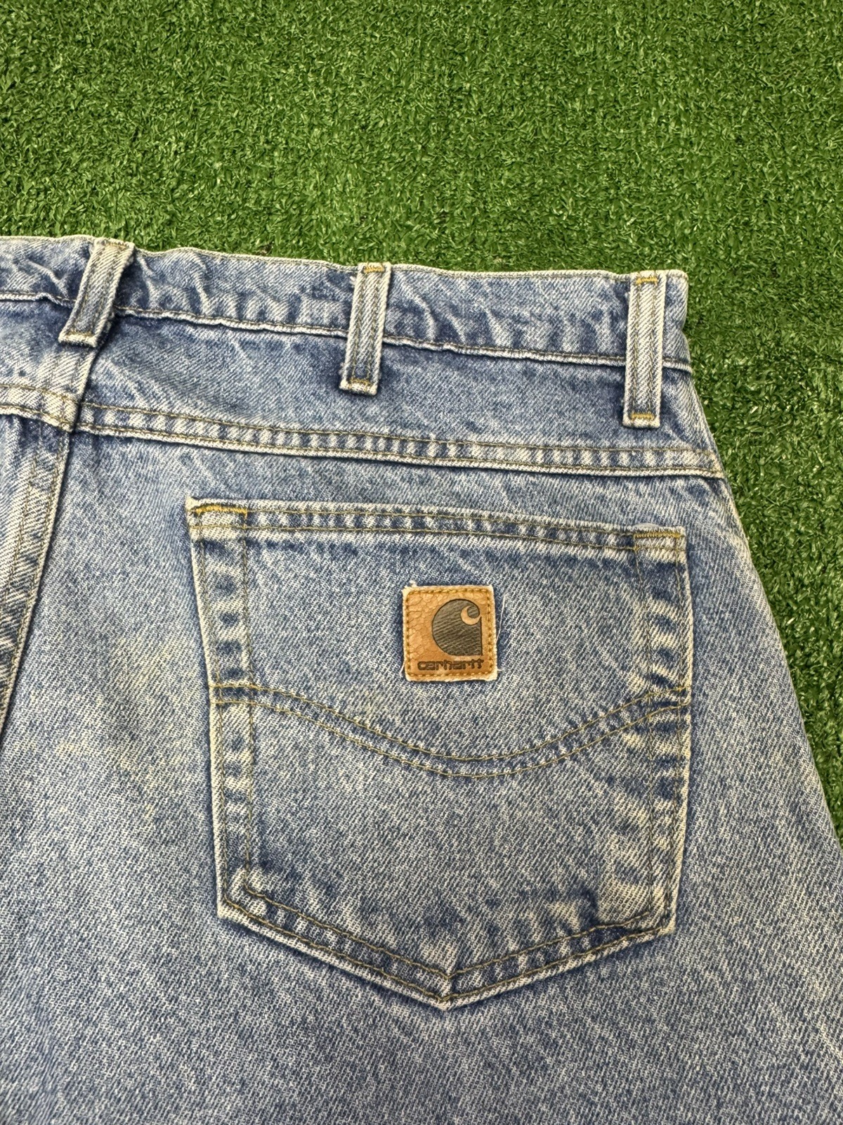 Vintage Carhartt B20DST Mens 38×30 Made in USA Relaxed Fit Straight Jeans Blue