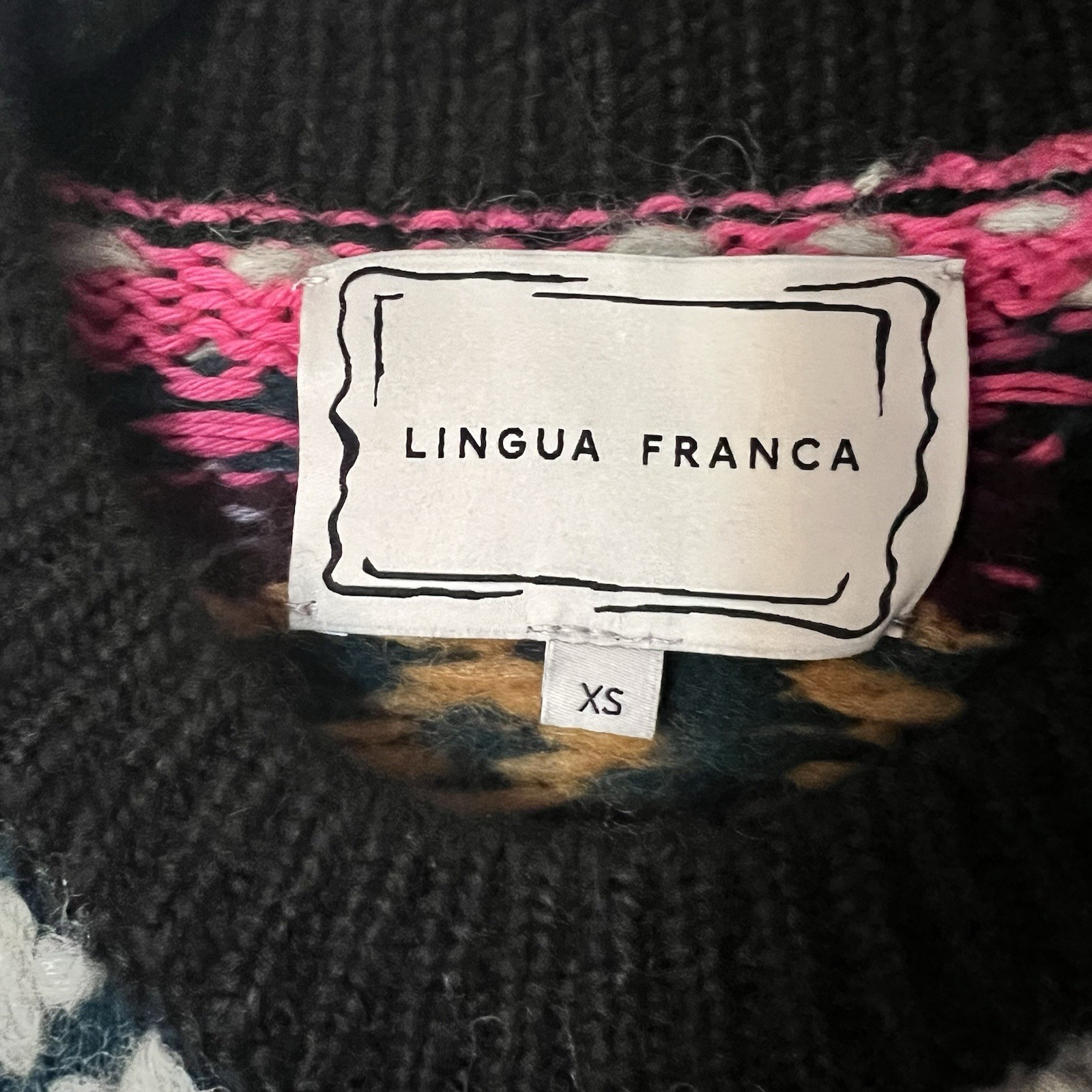 Lingua Franca Hutton Patchwork Crewneck Baby Alpaca Sweater Size XS