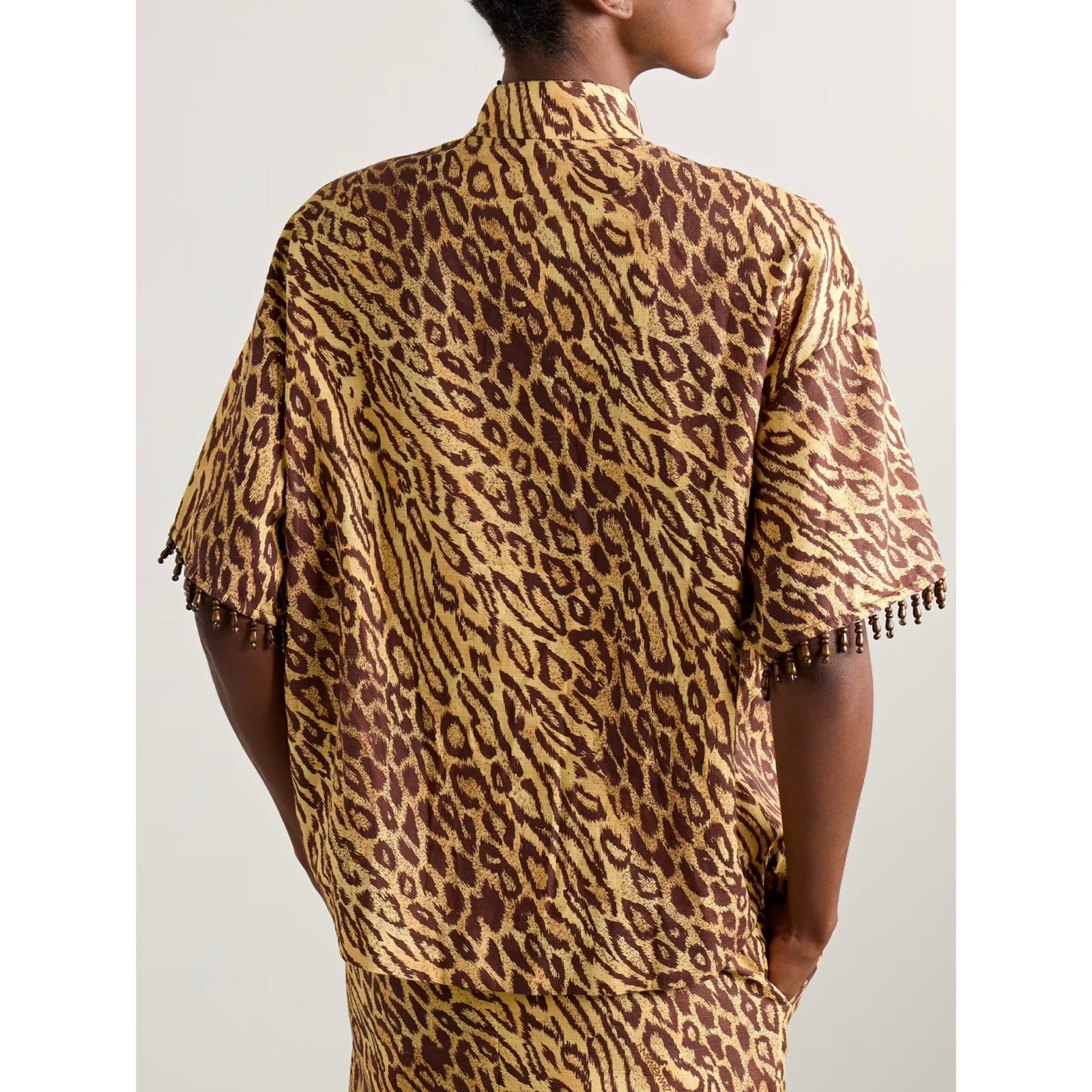 Zimmermann Coco Bead Embellished Leopard Print Cotton Shirt US 6 AU 1 Loose NWT