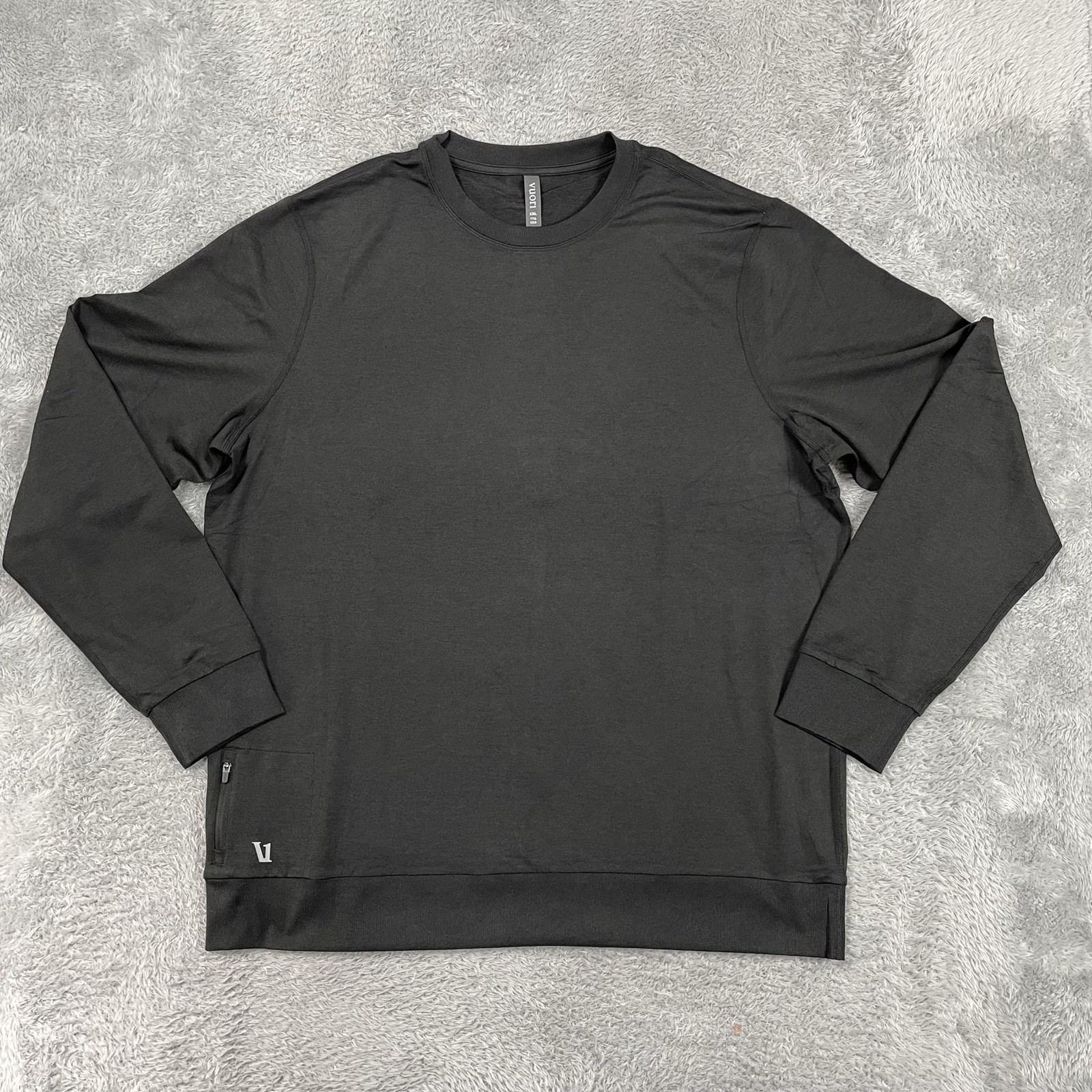 Vuori Shirt Mens 2XL Gray Recycled Stretch Crewneck Pullover Zip Pocket