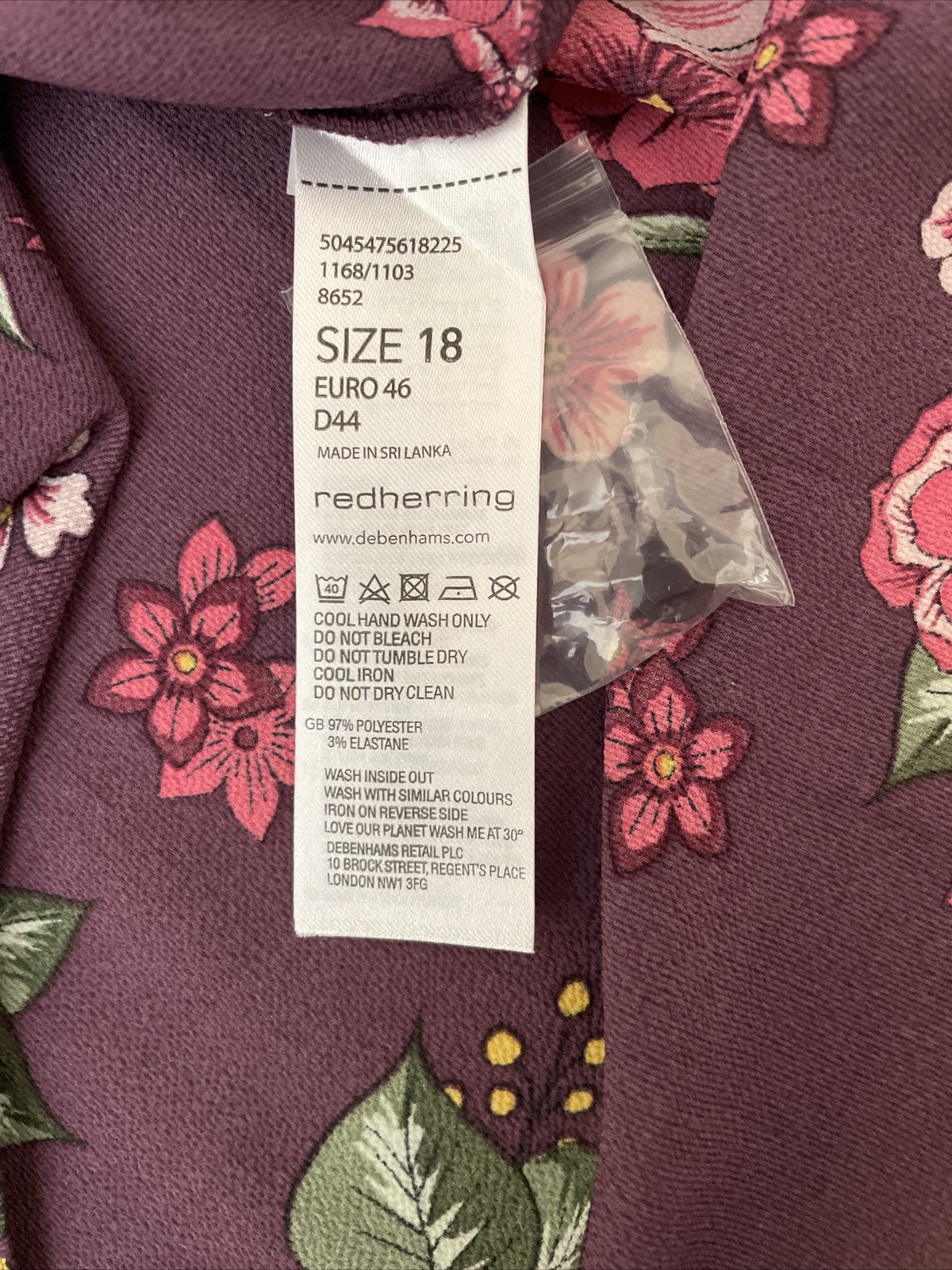 Redherring Wrap Dress / Tunic Dark Purple Girl Scout Floral NEW UK 18 EU 46