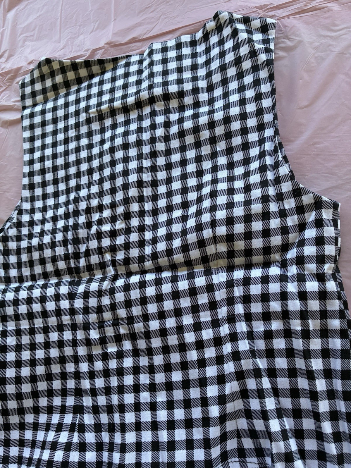 Banjo & Cake Women’s Top Shirt Gingham Sleeveless Button-Up Embroidered Tie Sz S
