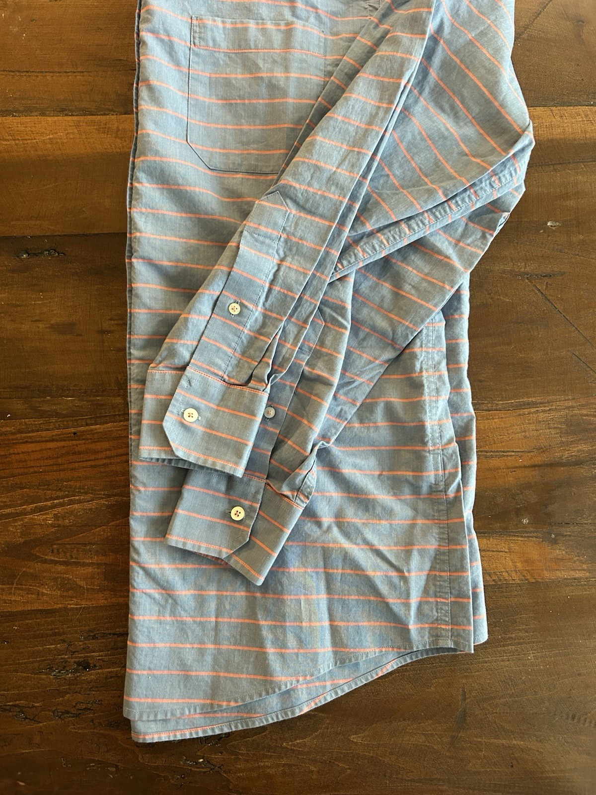 Southern Tide Men’s Button Down Shirt Blue Stripe Long Sleeve Trim Fit Large