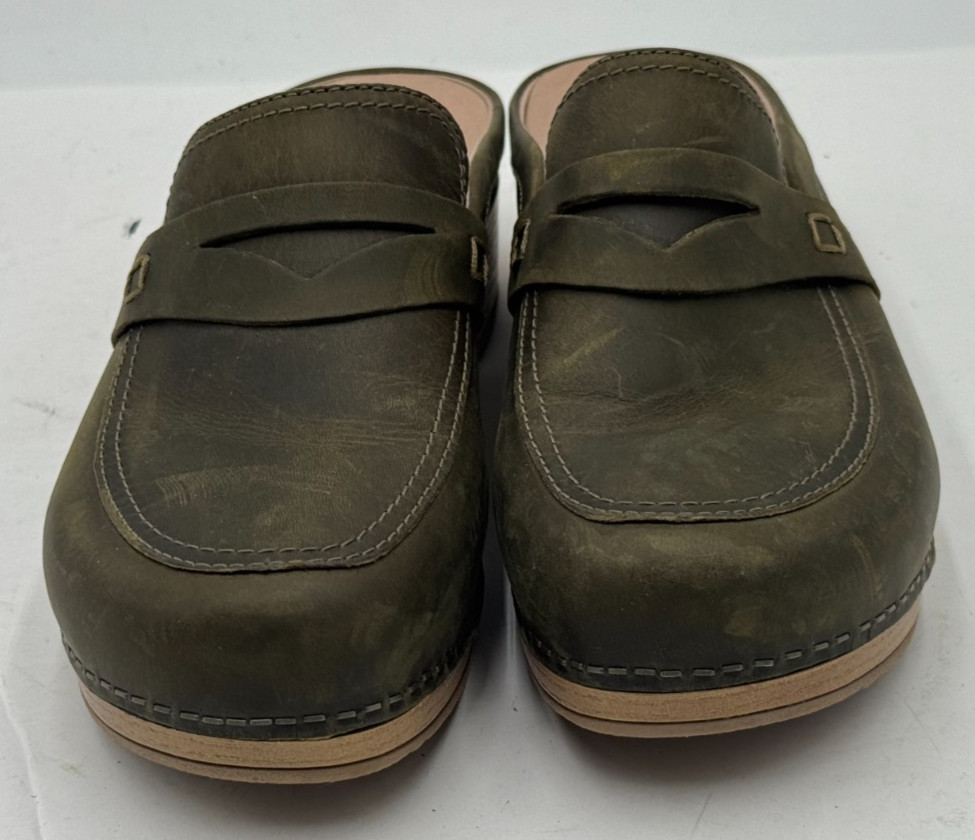 Dansko Bel Women’s Mule 8.5-9 Green Oiled Leather Wedge Slides Shoes