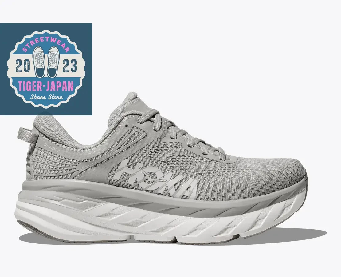 HOKA BONDI 7 1110518 HST Harbor Mist White Men Unisex Lifestyle Walking Shoes