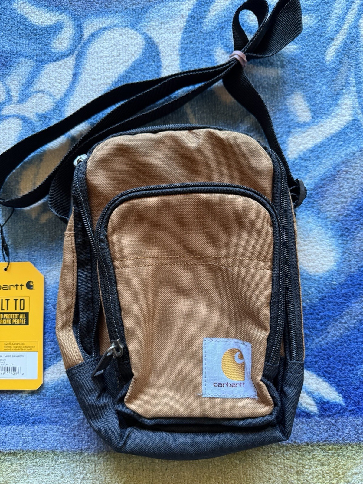 NWT Carhartt Men’s Sling Bag Sling Crossbody Backpack Side Bag Brown Tan Zipper