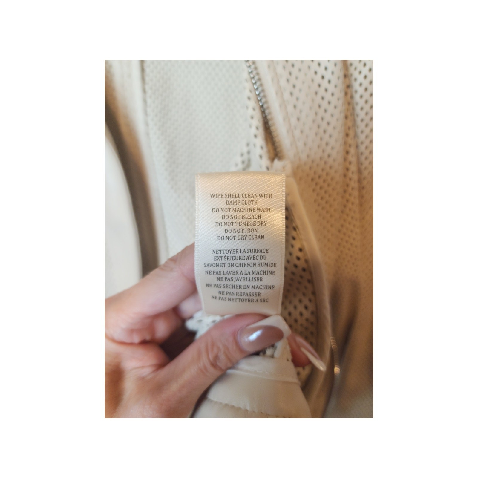 BLANKNYC Perforated Moto Jacket Women’s Small Cream Faux Leather Zip Pockets