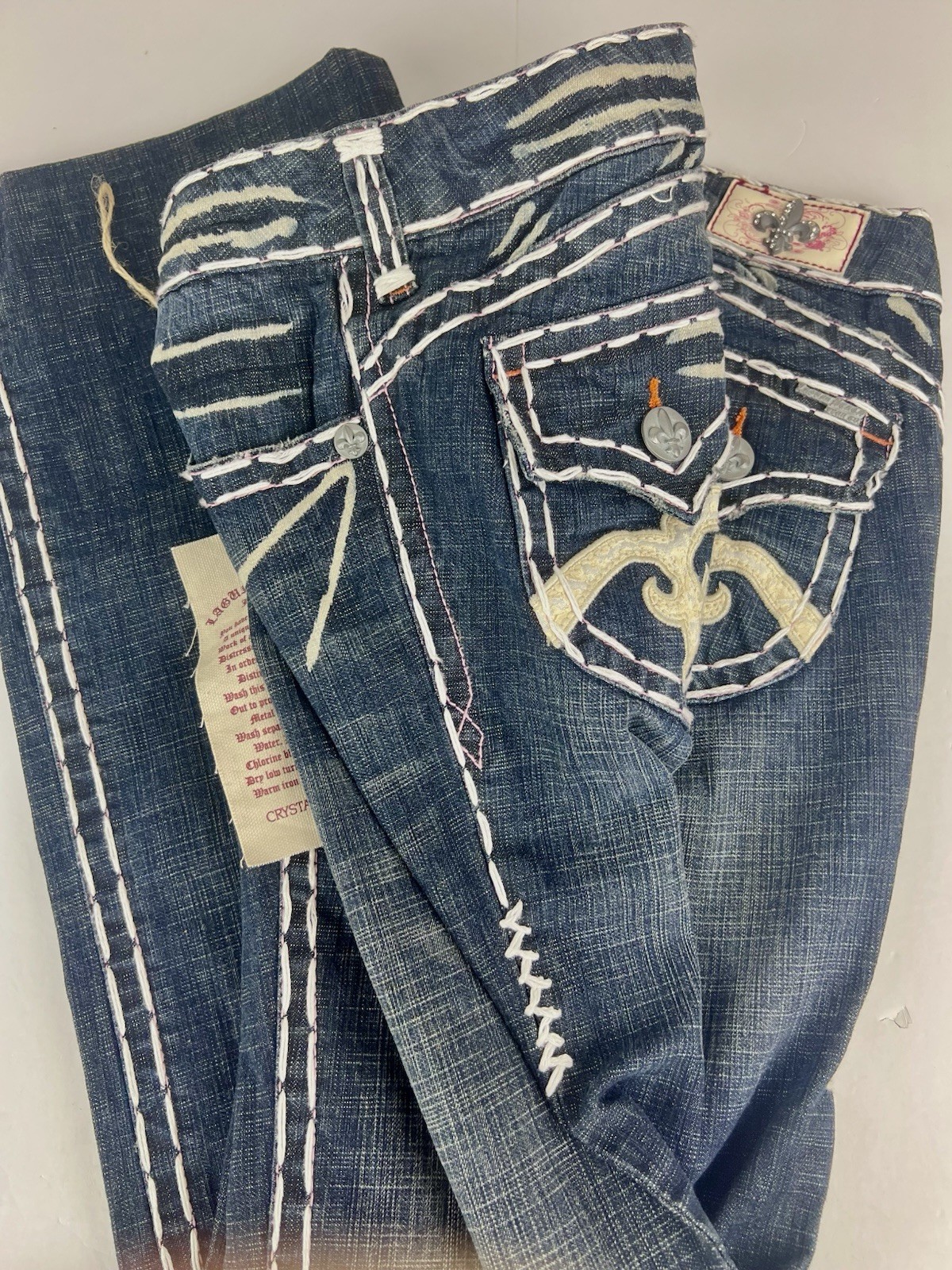 Laguna Beach Women’s Jeans Size 30 Blue Denim 33X32 Mid Rise Super Thick Stitch