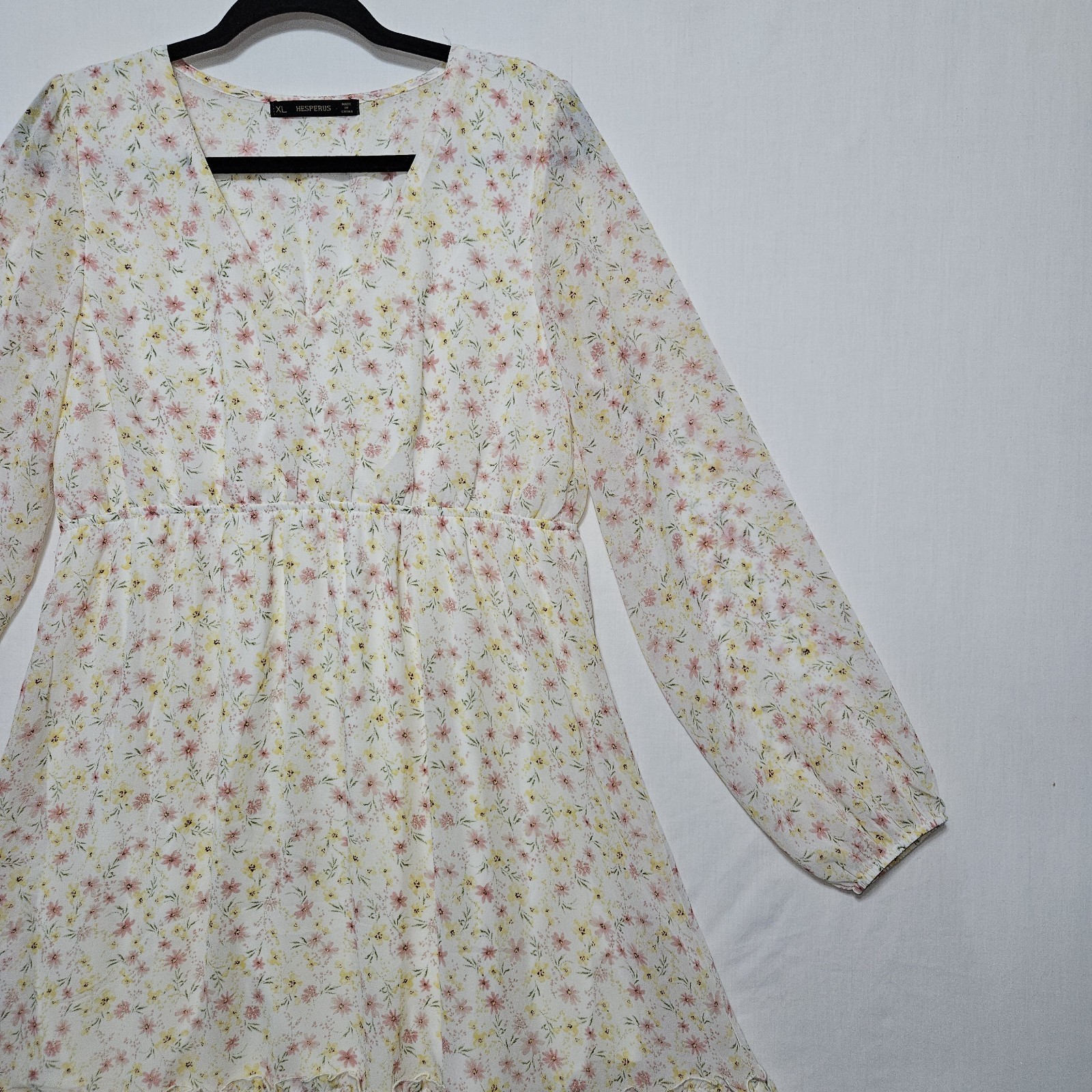 Hesperus Cottagecore Dress Womens XL Long Sleeve Ditsy Floral Coquette Boho Mini