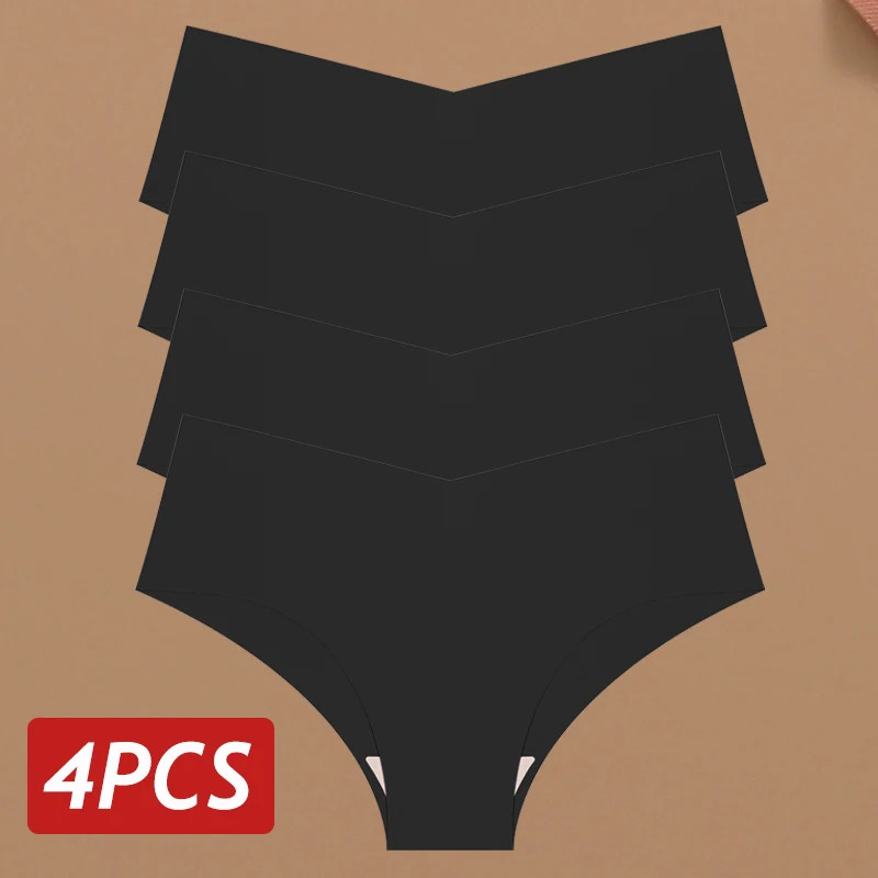 Low Rise Brief Panties Seamless Stretch Breathable Soft Comfortable Fit 4PCS