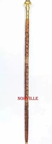 Nautical Compass Walking Stick Floral Hand Carved Designer Walking Cane Stick