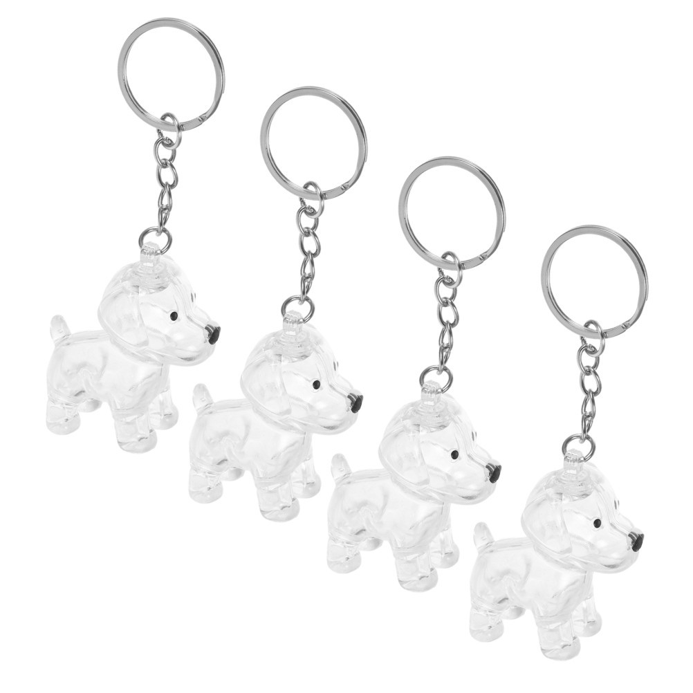 4Pcs Dog Transparent Lightweight Hair Storage Keychain Pet Memorial Souvenir