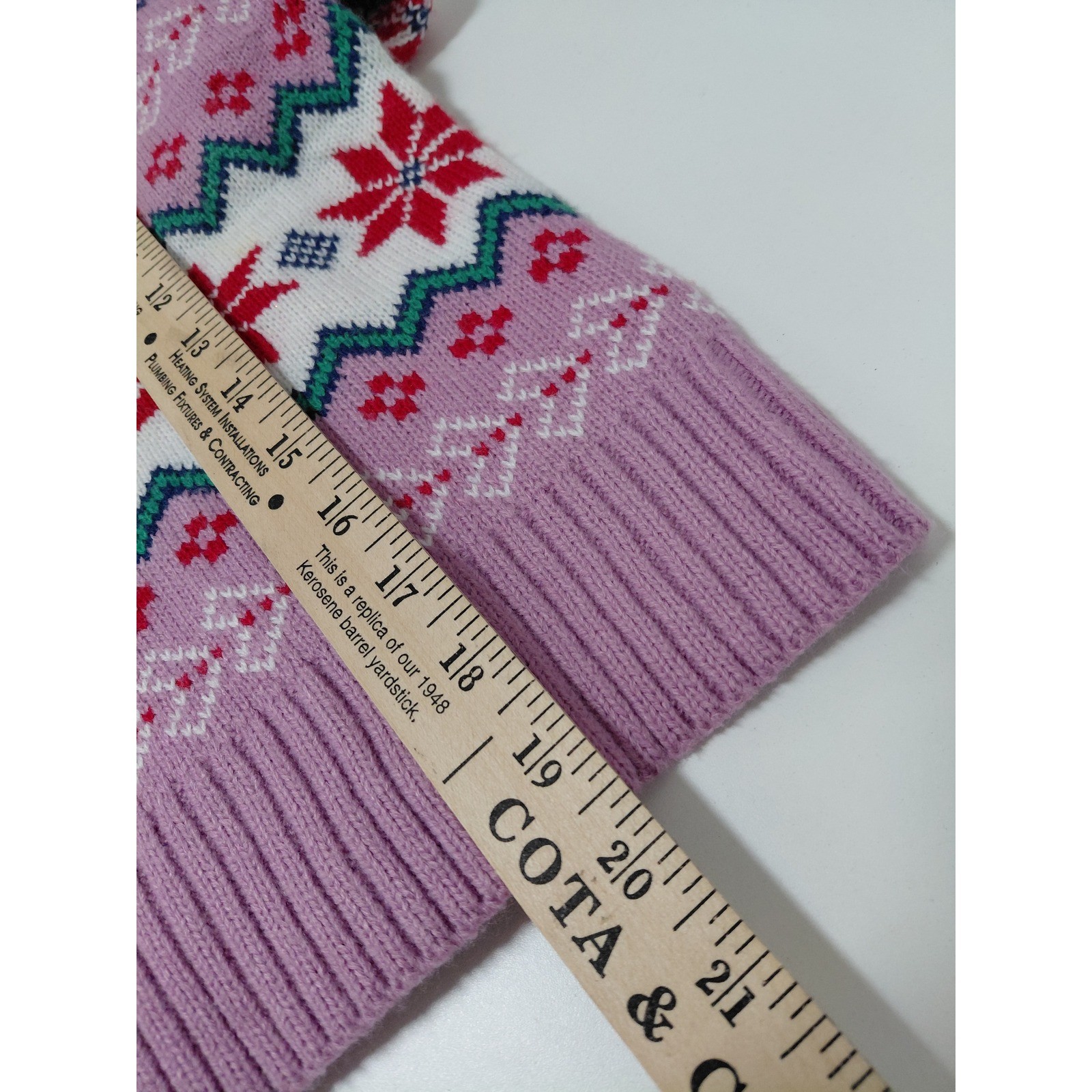 33 Degrees Womens Purple Fair Isle Snowflake Mock Neck Cropped Sweater Small