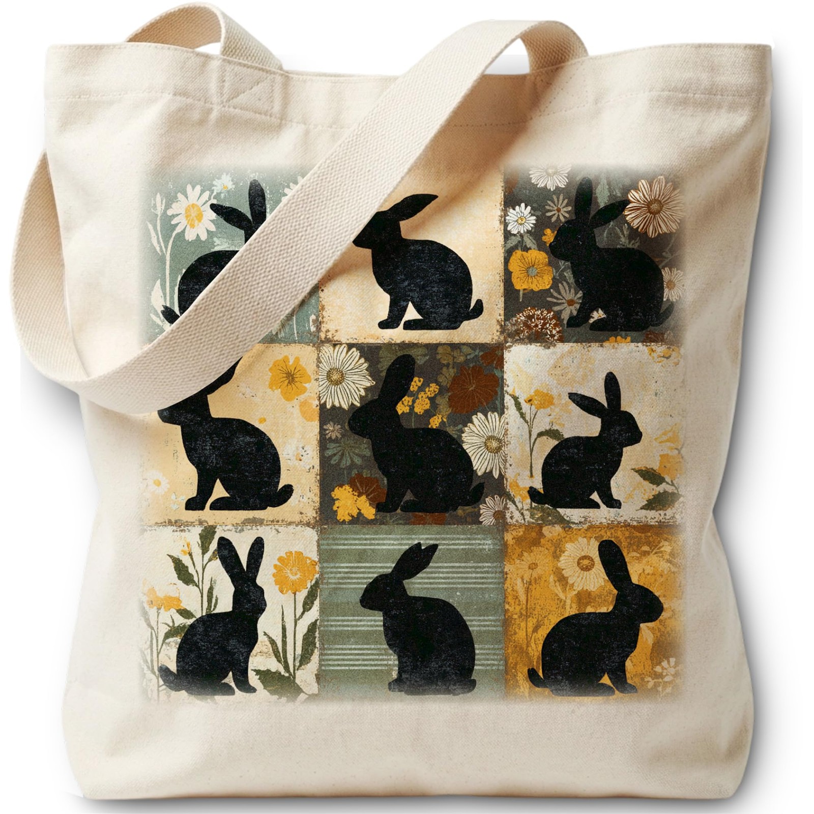LRYBUD Bunny Tote Bag for Women, Canvas 13.8 x x 0.6 inches, Purple