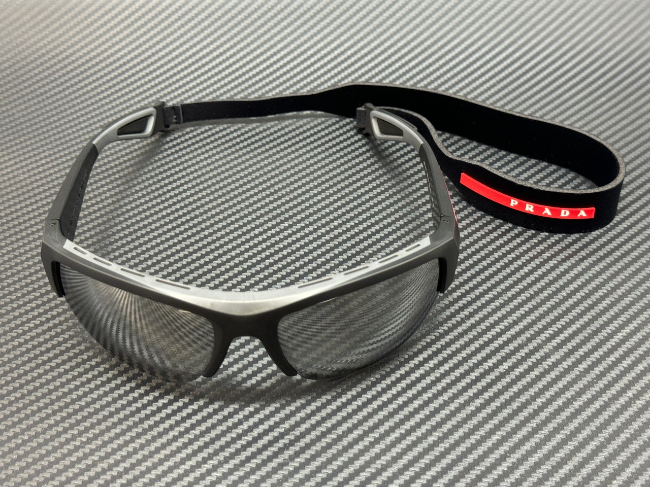 PRADA LINEA ROSSA PS A01S 1BO05A Black Silver Grey Men’s 69 mm Sunglasses