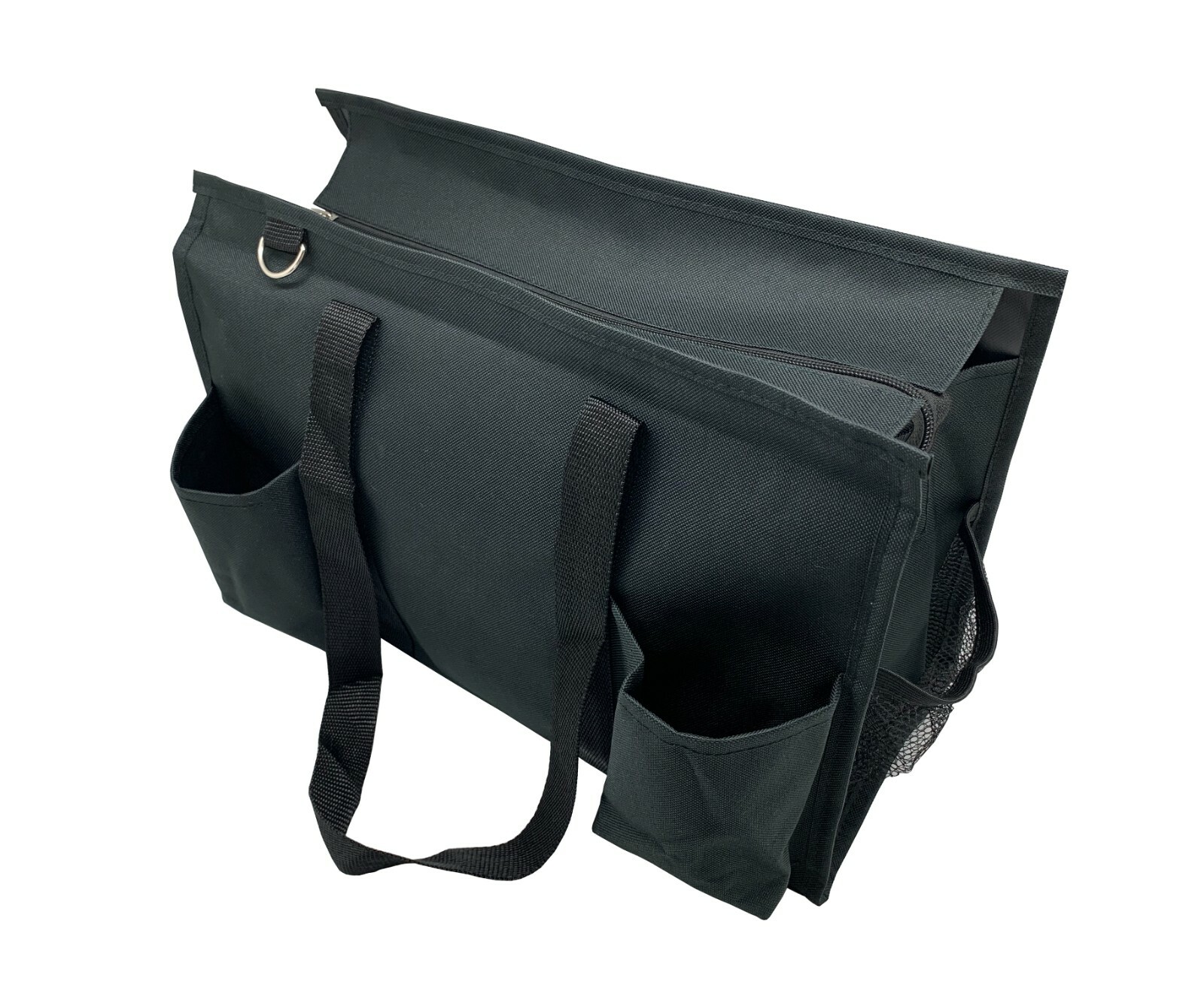 Black Zip Top Organizing Utility Tote Beach Diaper Bag 7 Pocket Tote Organizer