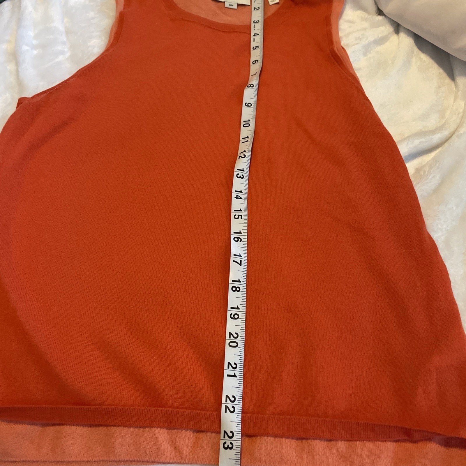 VINCE Medium Sleeveless Knit Double Layer Orange Peach Blouse Classic Preppy