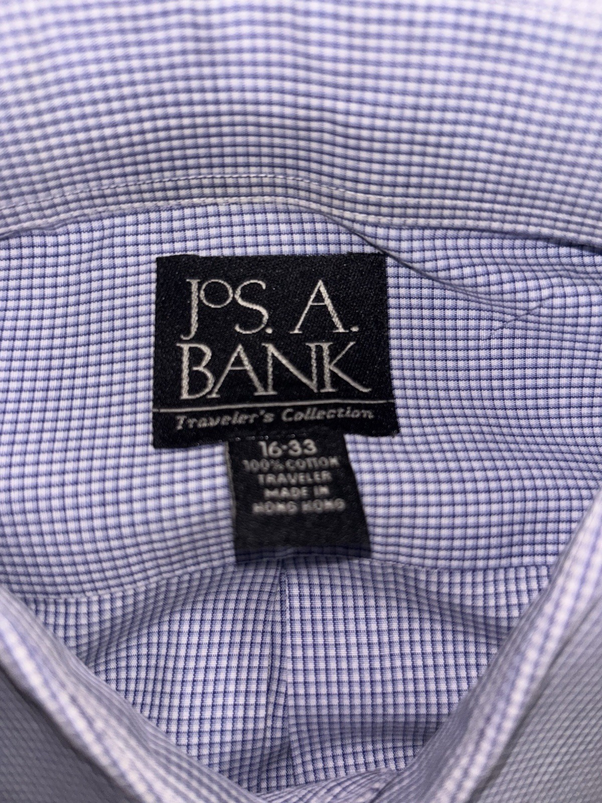 JOS. A. BANK Traveler Tailored Fit Men Plaid Long Sleeve Button Up Shirt 16-33