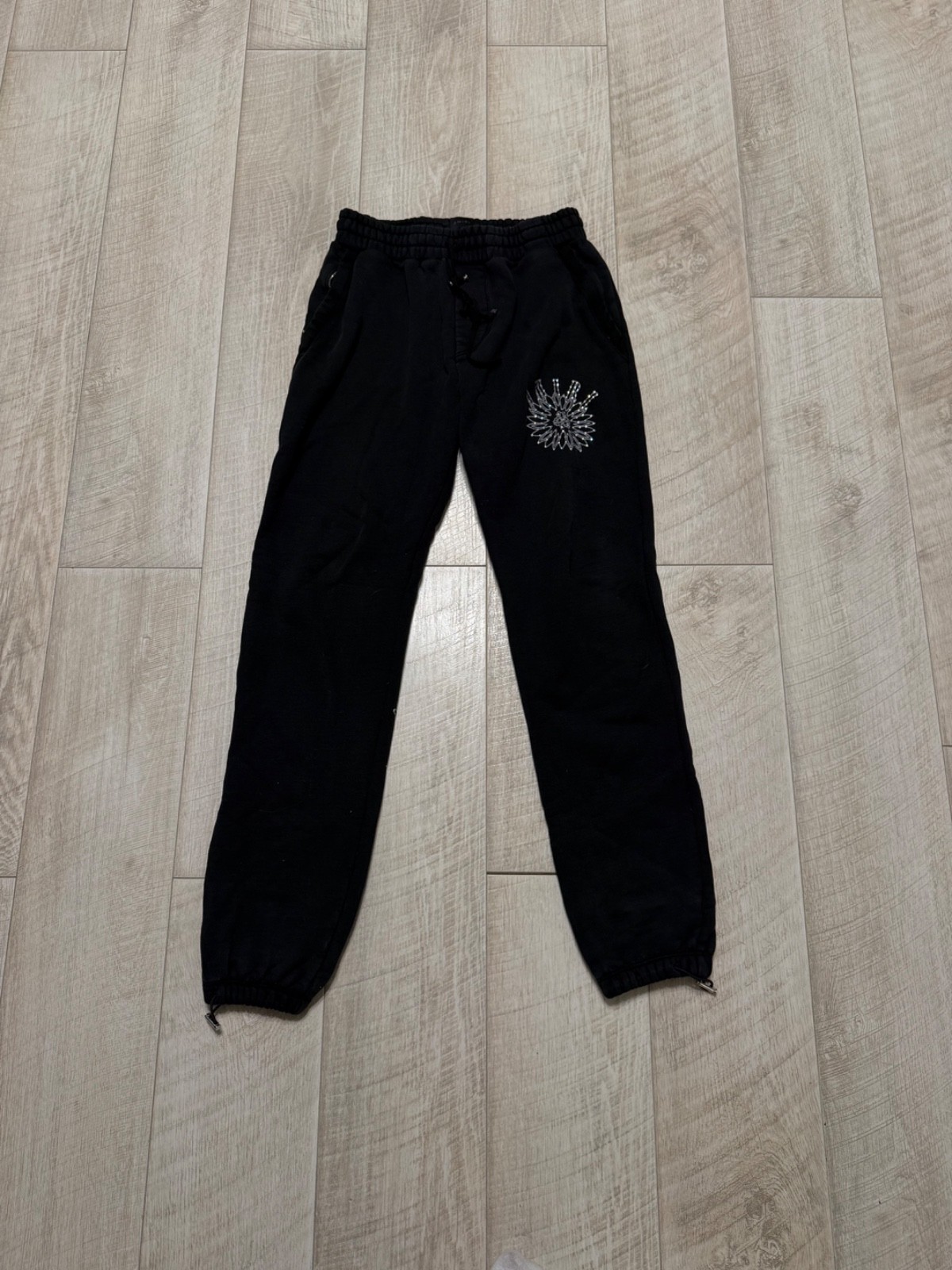 Size 34/L – AMIRI Crystal Stick Poke Sweatpants Black