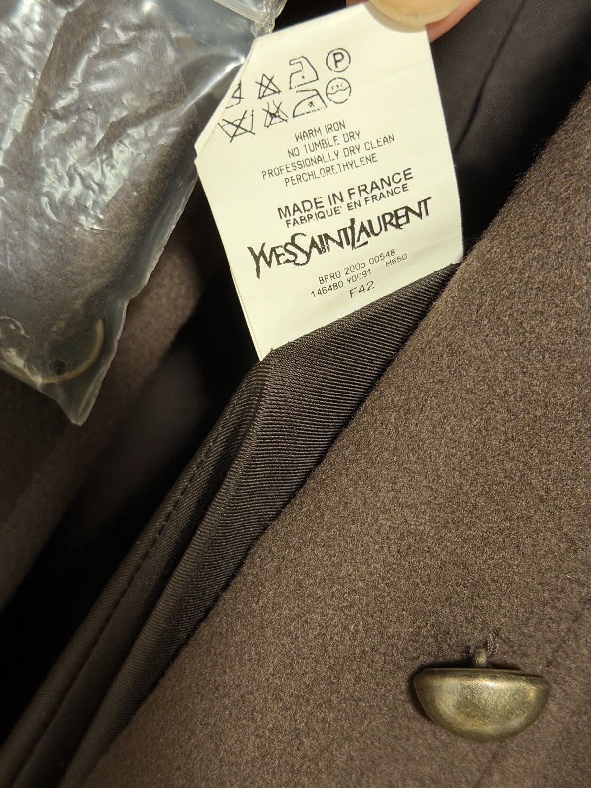 Yves Saint Laurent ‘Rive Gauche’ Cashmere Coat. Brown. New. FR 42. IT 44/46. M/L