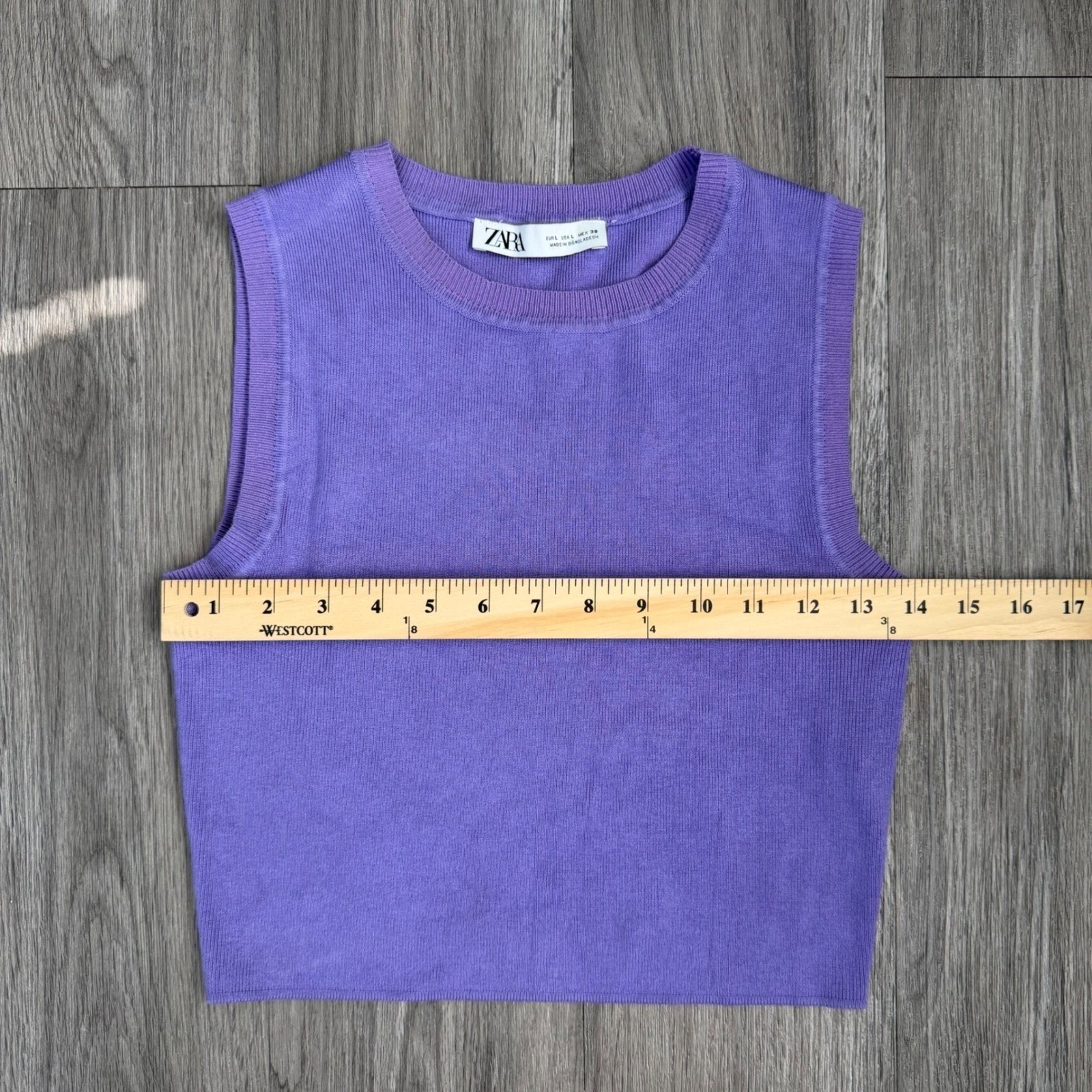 Zara Preppy Colorpop Soft Knit Cropped Tank Size L Lavender Purple