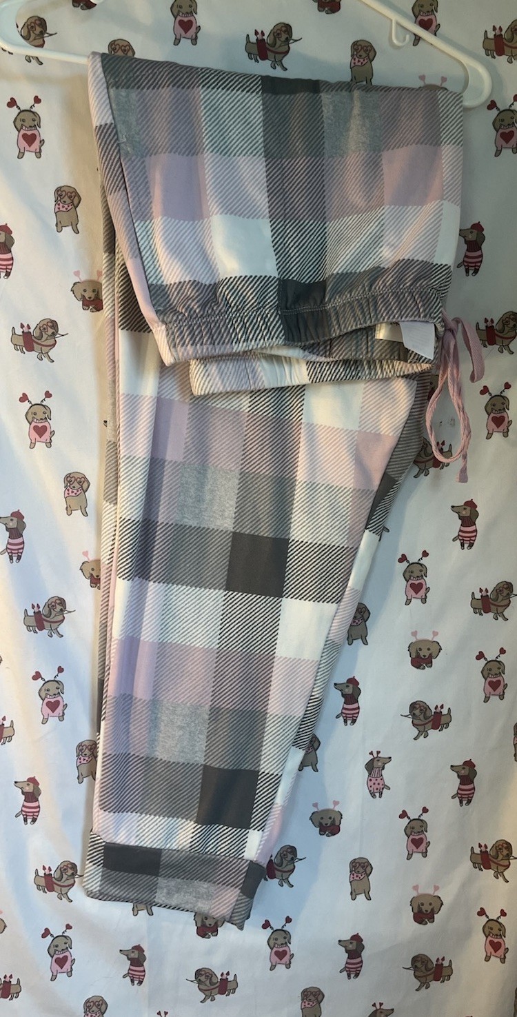 EUC Cuddle Duds Soft Womens XXL Pink Plaid Pajama Pants With Tie Pocket Pants