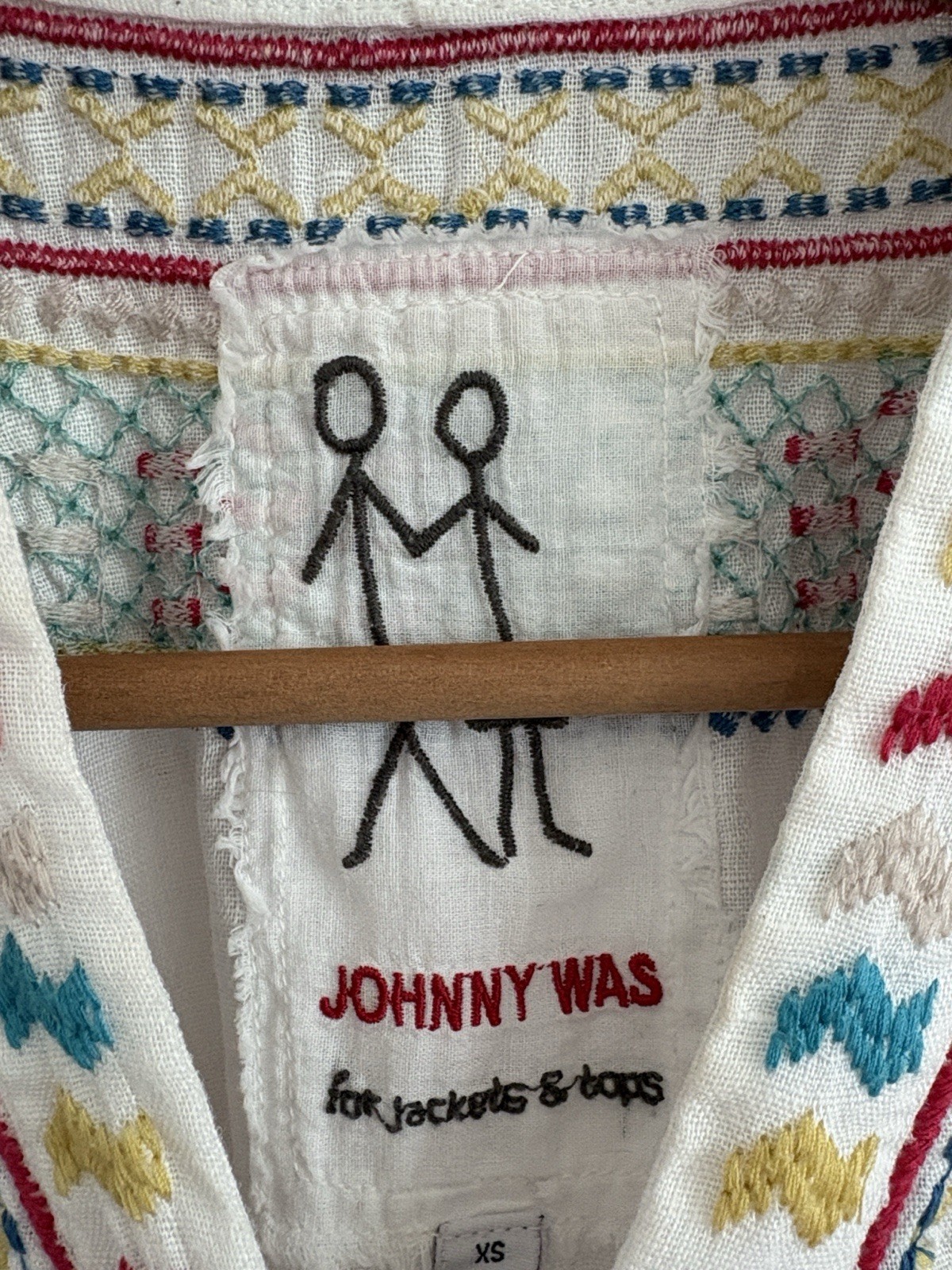 Johnny Was Nandi Linen Blouse Pete & Greta Relaxed Embroidered Off White Size XS