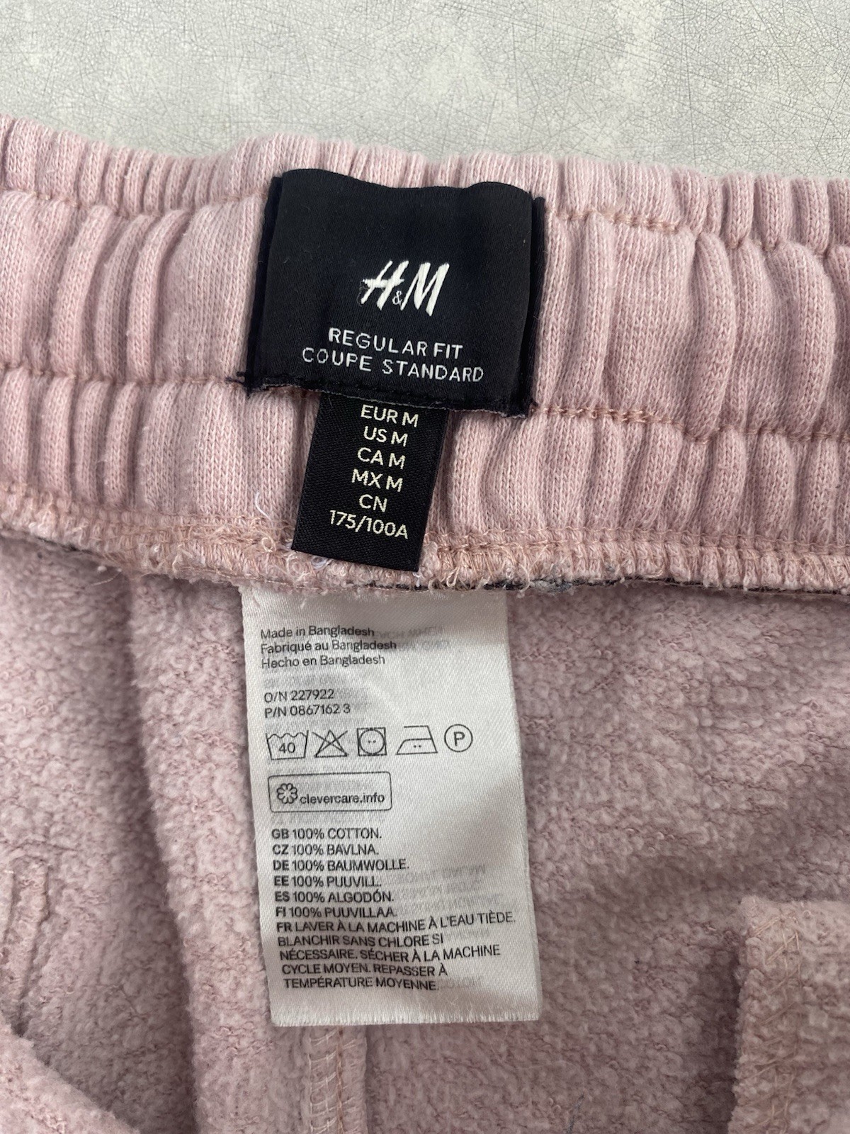 H&M Men’s Pink Cotton Sweat Shorts Regular Fit Drawstring Pockets Size M