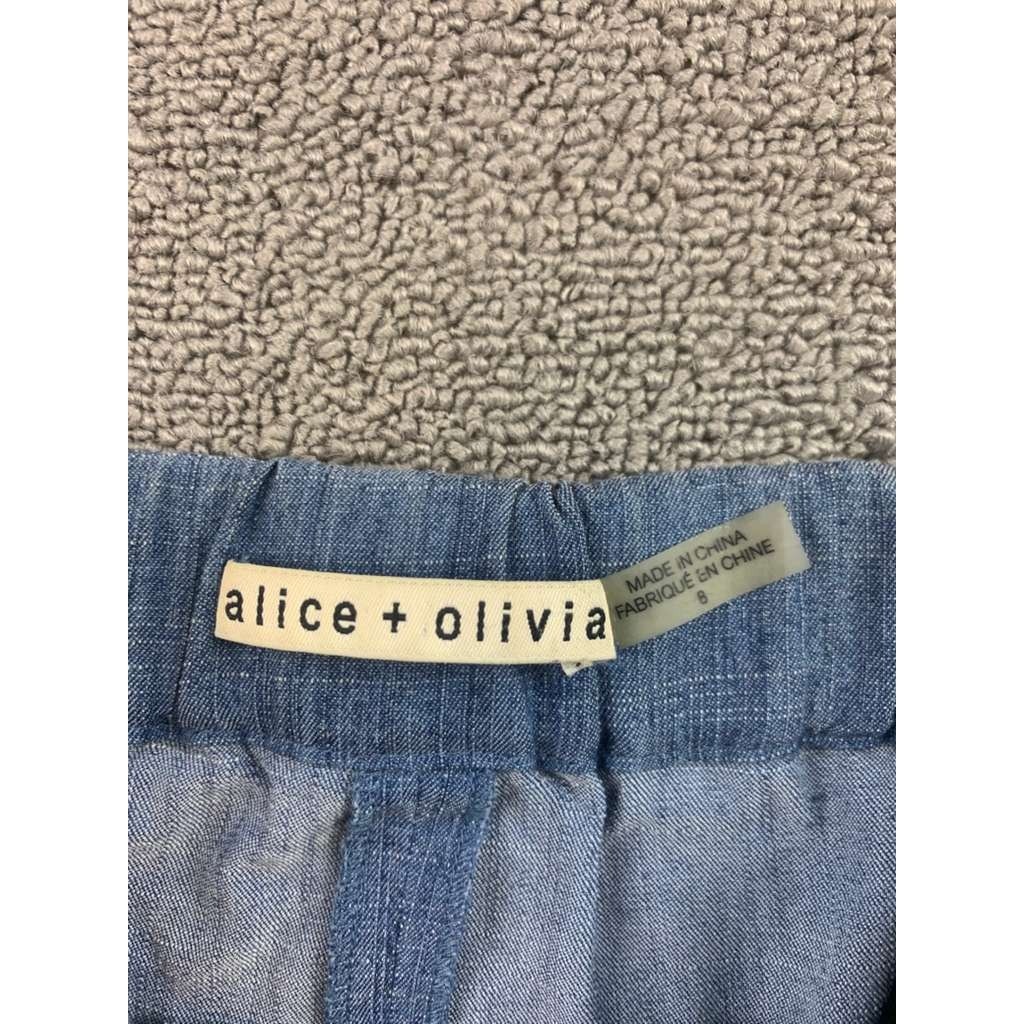 Alice + Olivia Shorts Women 8 Blue Linen Blend Colorblock Two Tone High Rise