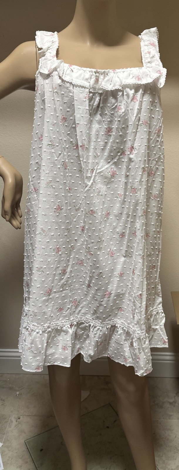 Eileen west nightgown Large 100% Cotton Lawn Swiss Dot Mini Florals