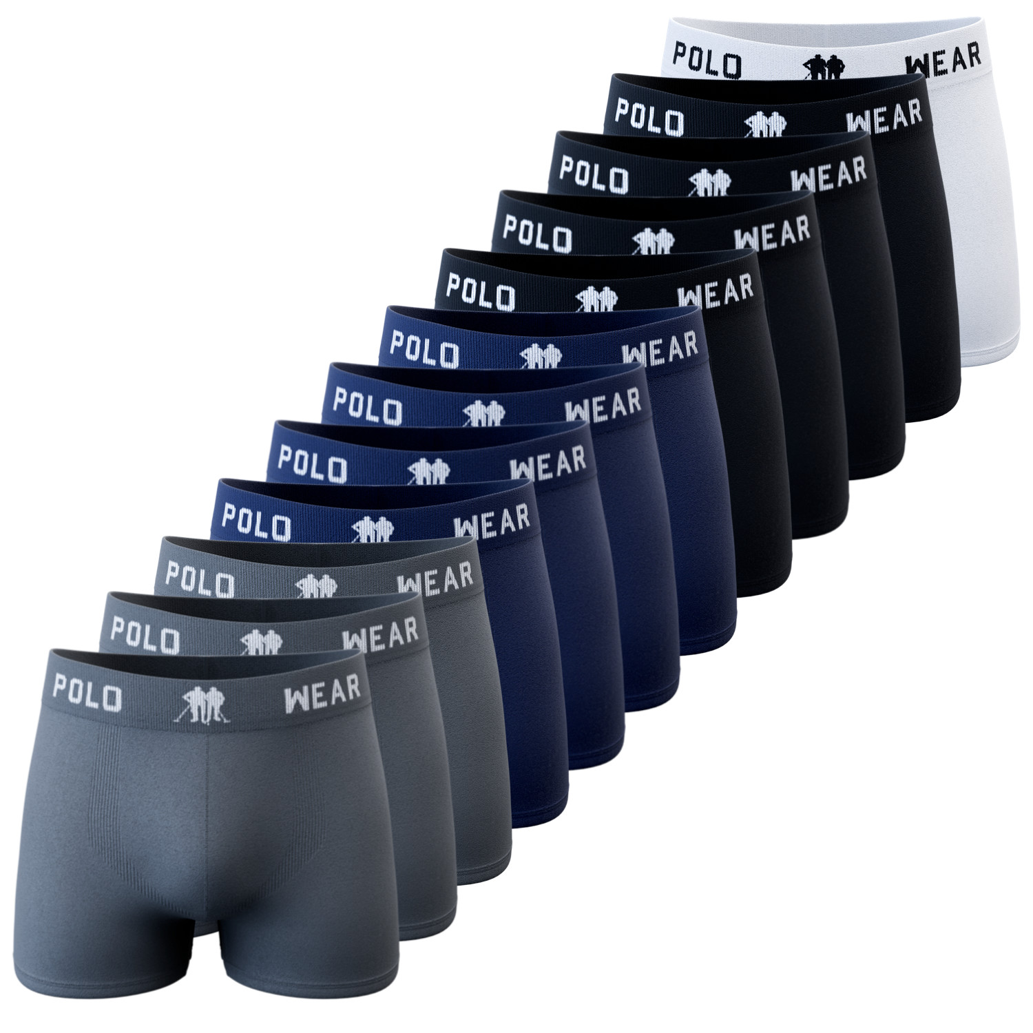 Polo Wear Men’s Underwear 12 Pack – Boxer Briefs Pack, Seamless Boxers for Men