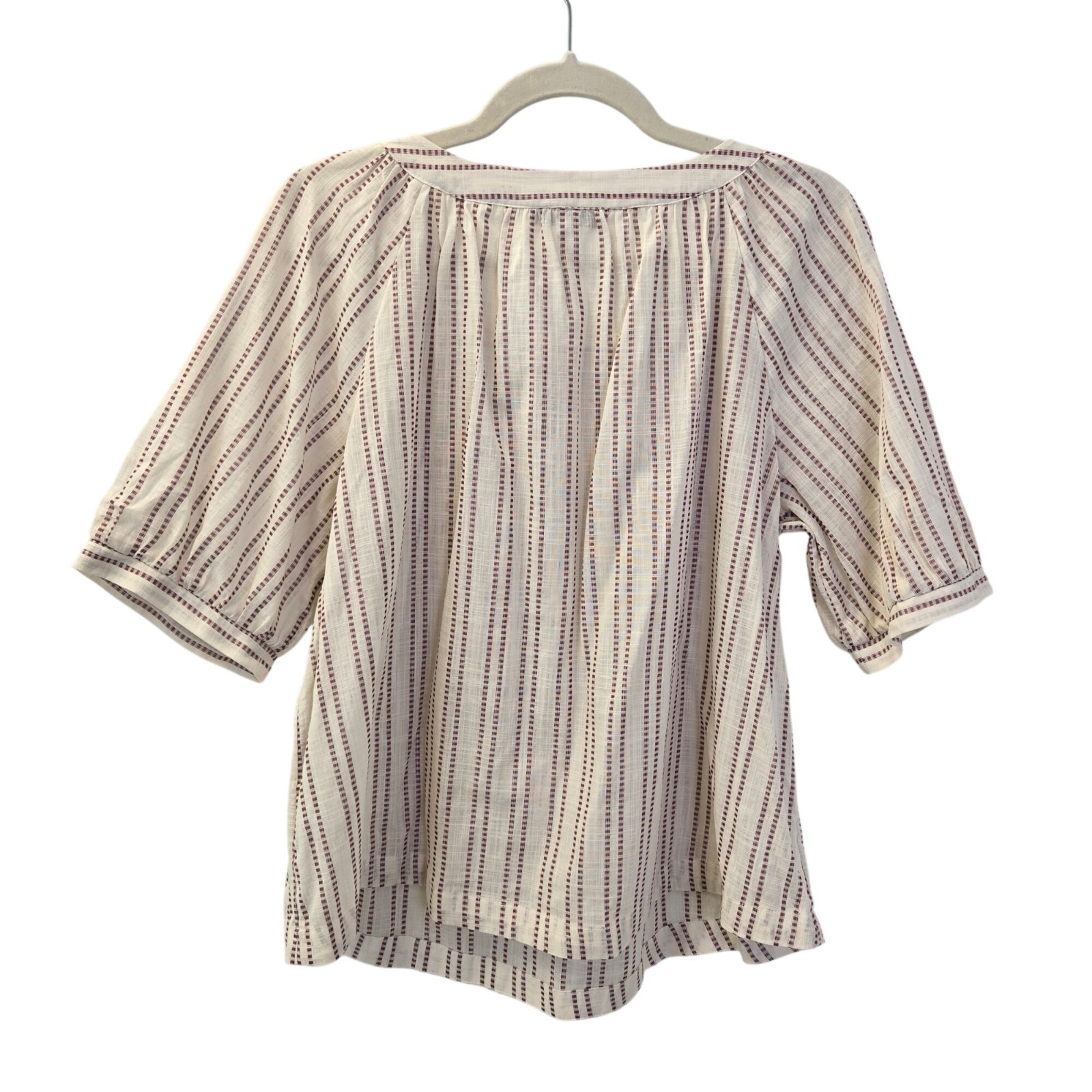 Elizabeth and James Cotton Striped Henley Blouse Size L