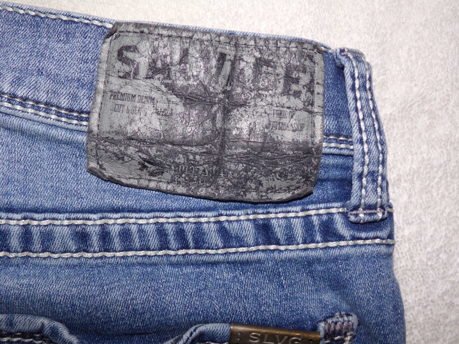 Salvage Supply Co Mayhem Straight Jeans Mens 30×32 Buckle Blue Distressed Denim