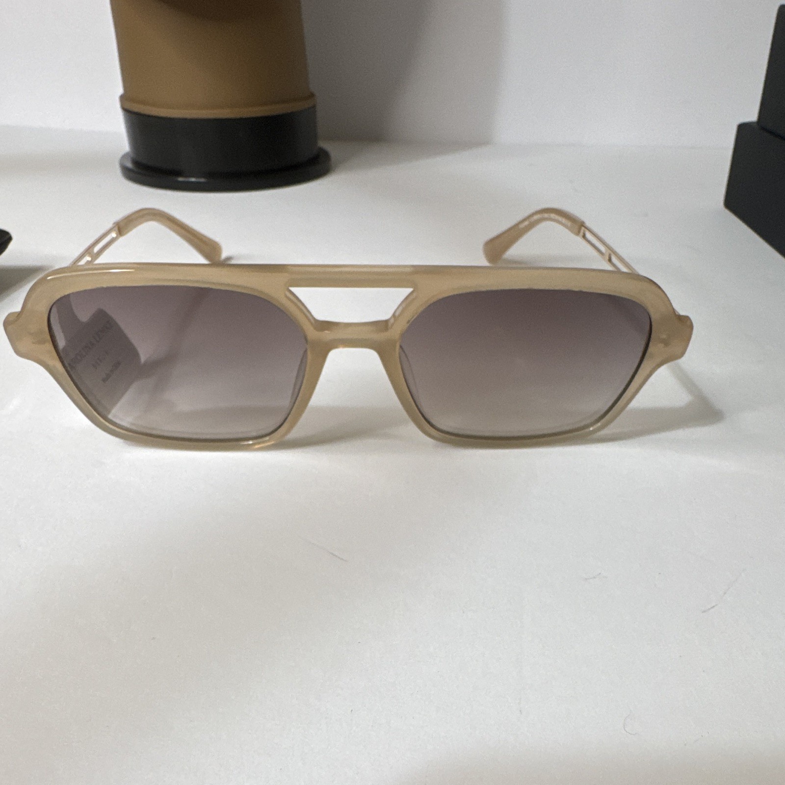 Carolina Lemke CL9203-02 Women’s Geometric Beige Brown Gradient UV400 145mm