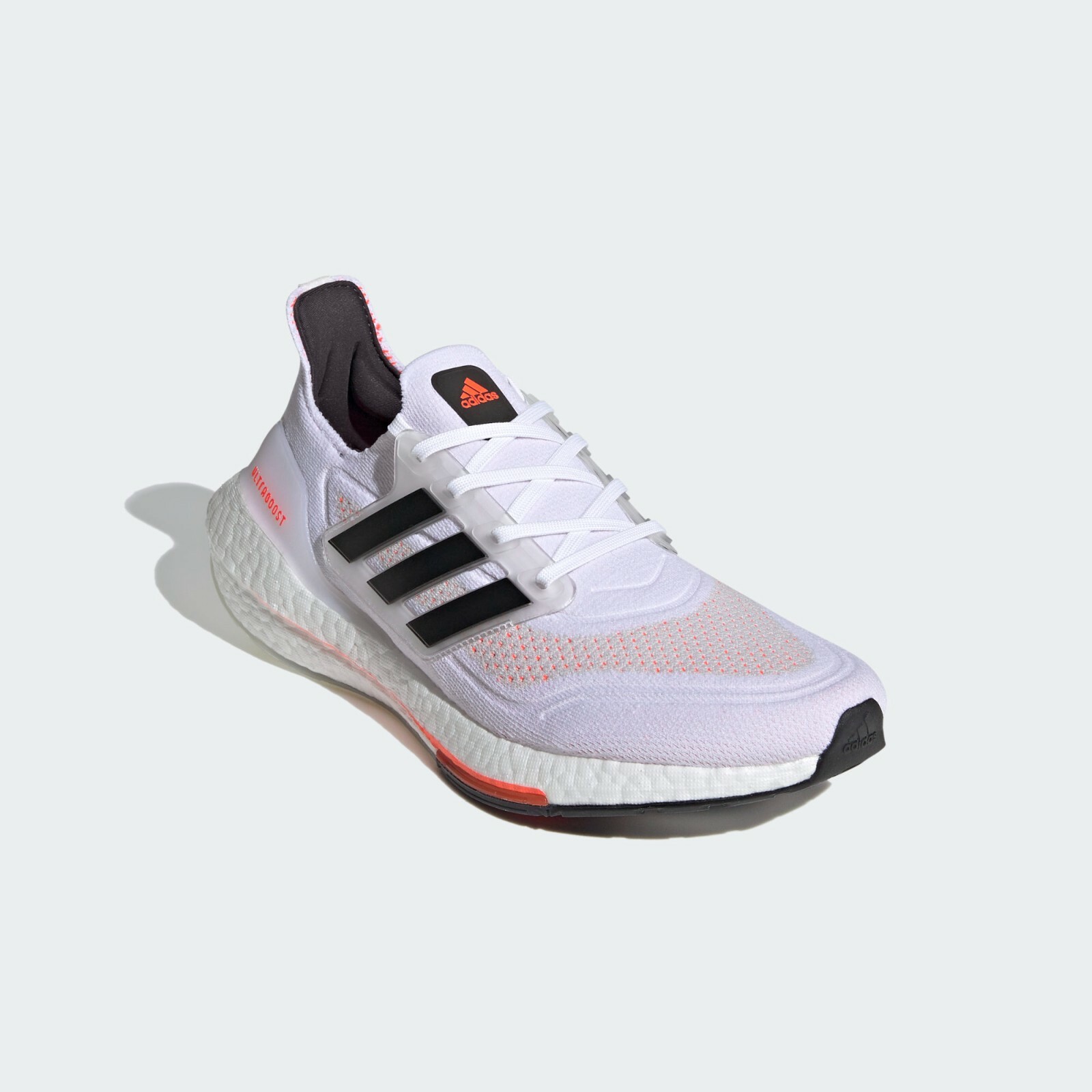 Men’s Adidas UltraBoost 21 Running Shoes White / Black / Red Sz 8 S23863