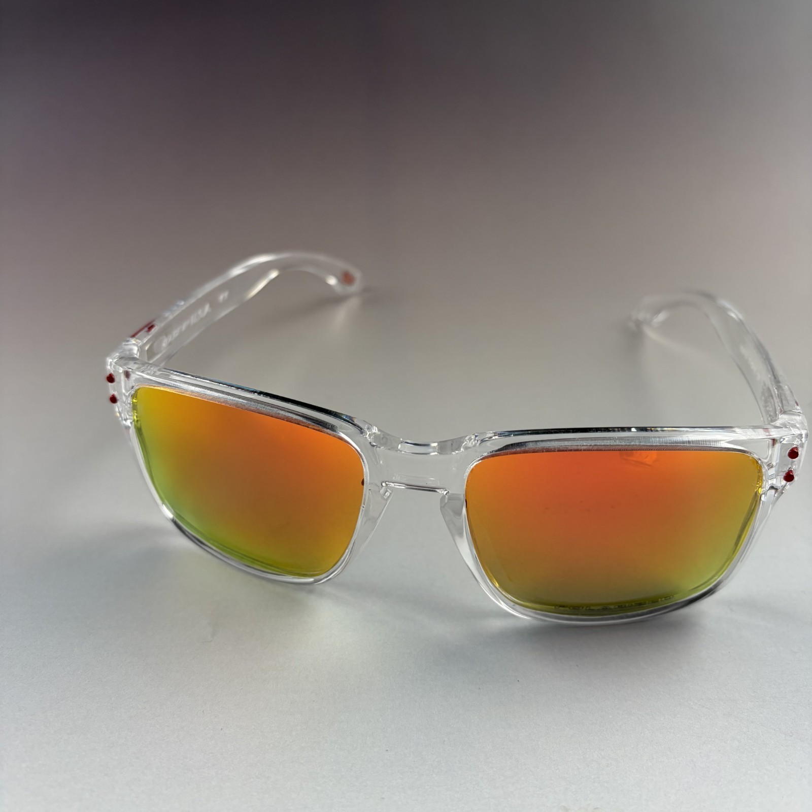 Oakley Holbrook Sunglasses – Crystal Clear Frame / Ruby Polarized Lens