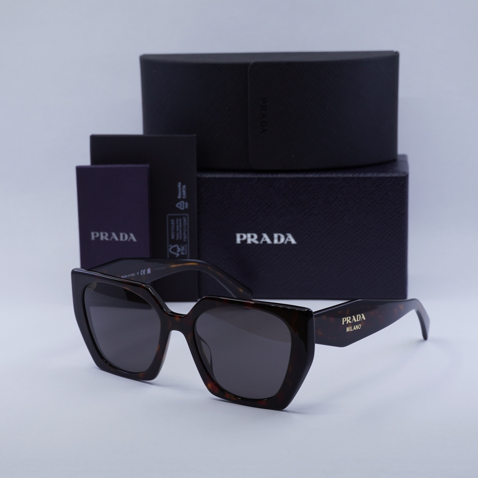 New PRADA PR15WS 24B40L Dark Havana/Black/Dark Grey 54-19-140 Sunglasses