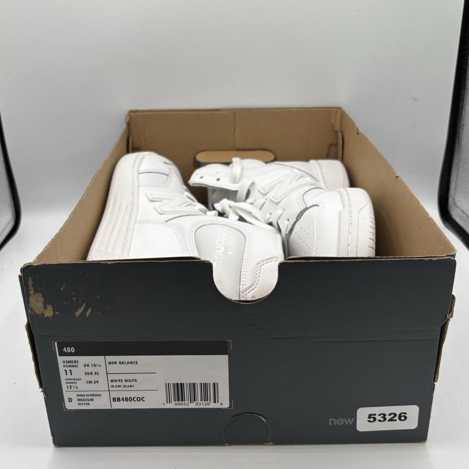New Balance 480 Triple White BB480COC Hi top Sneaker skate Shoes Men’s 11D