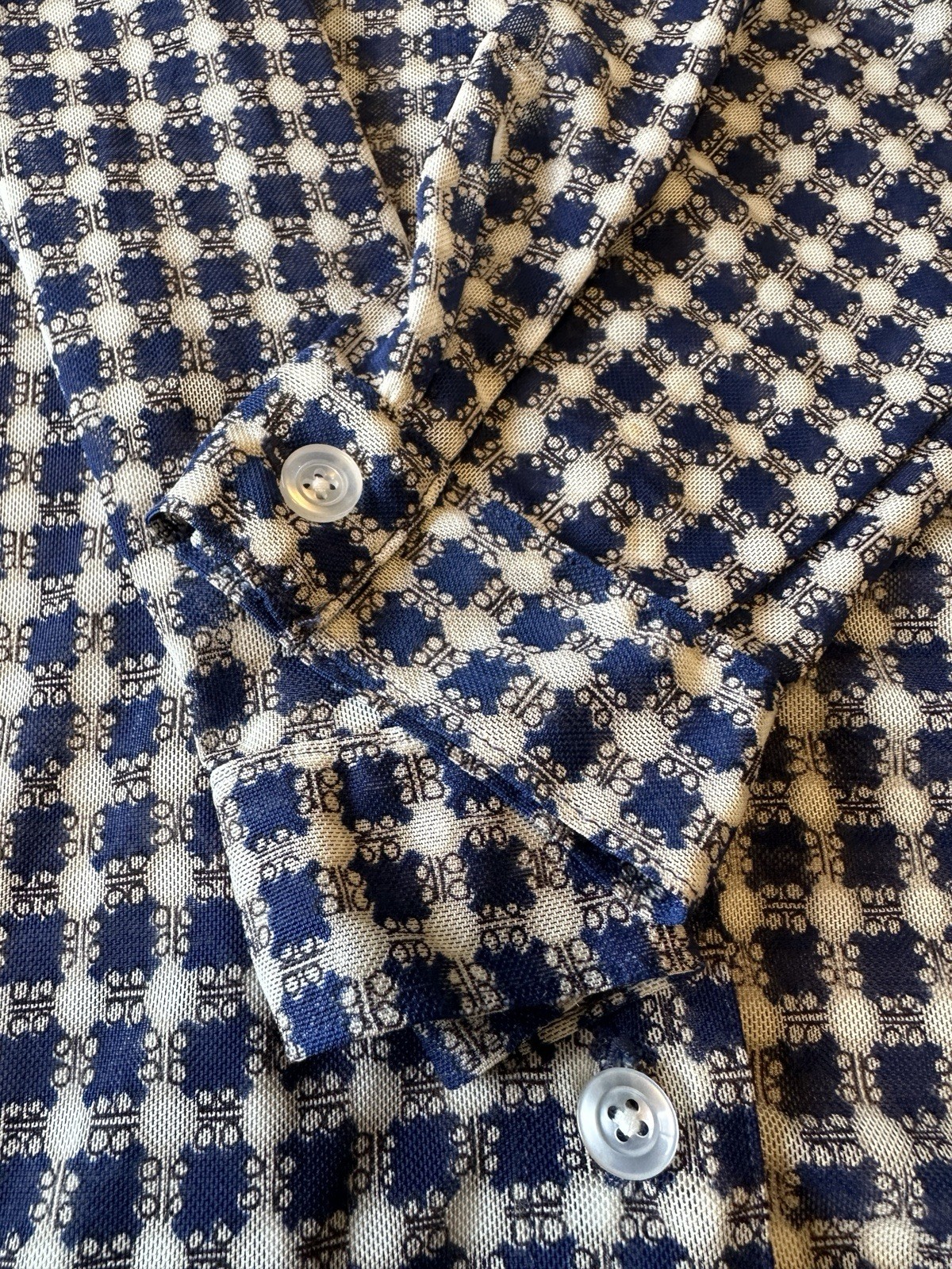 CAbi Blue White Collared Button-Down Long Sleeve Shirt Women’s M