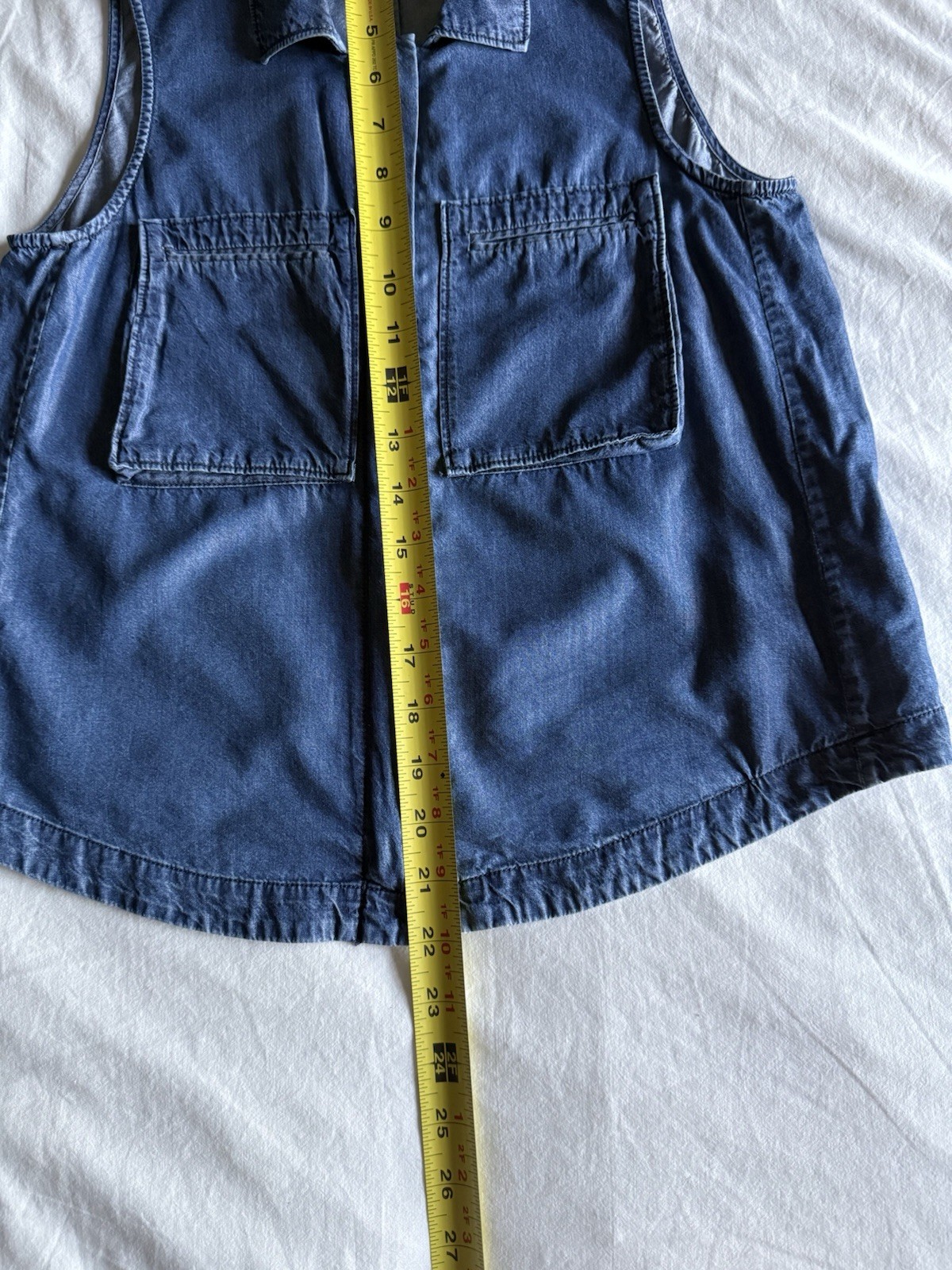 Theory Blue Sleeveless Zip-Front Vest w/ Pockets Collared Women P Petite
