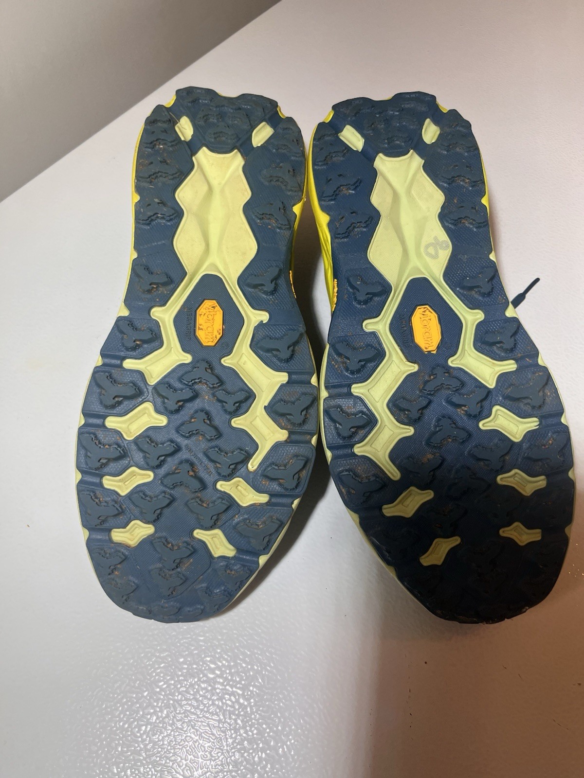 HOKA Men’s Blue/Yellow/Orange Low Top Lace Up Athletic Sneakers Mesh